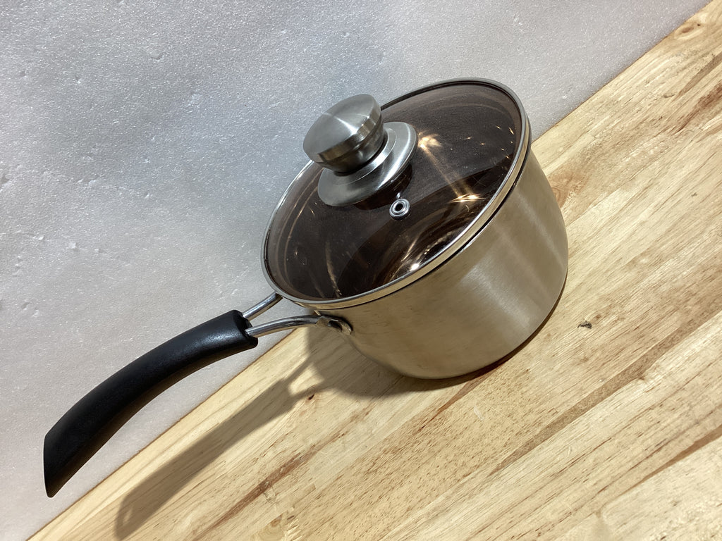 Olla Pequeña Cacerola de Acero Inoxidable 5.5" | Sartén para Leche, Sopa y Papillas | Mango Único Antiquemaduras | ⚠️ Manchas Interiores