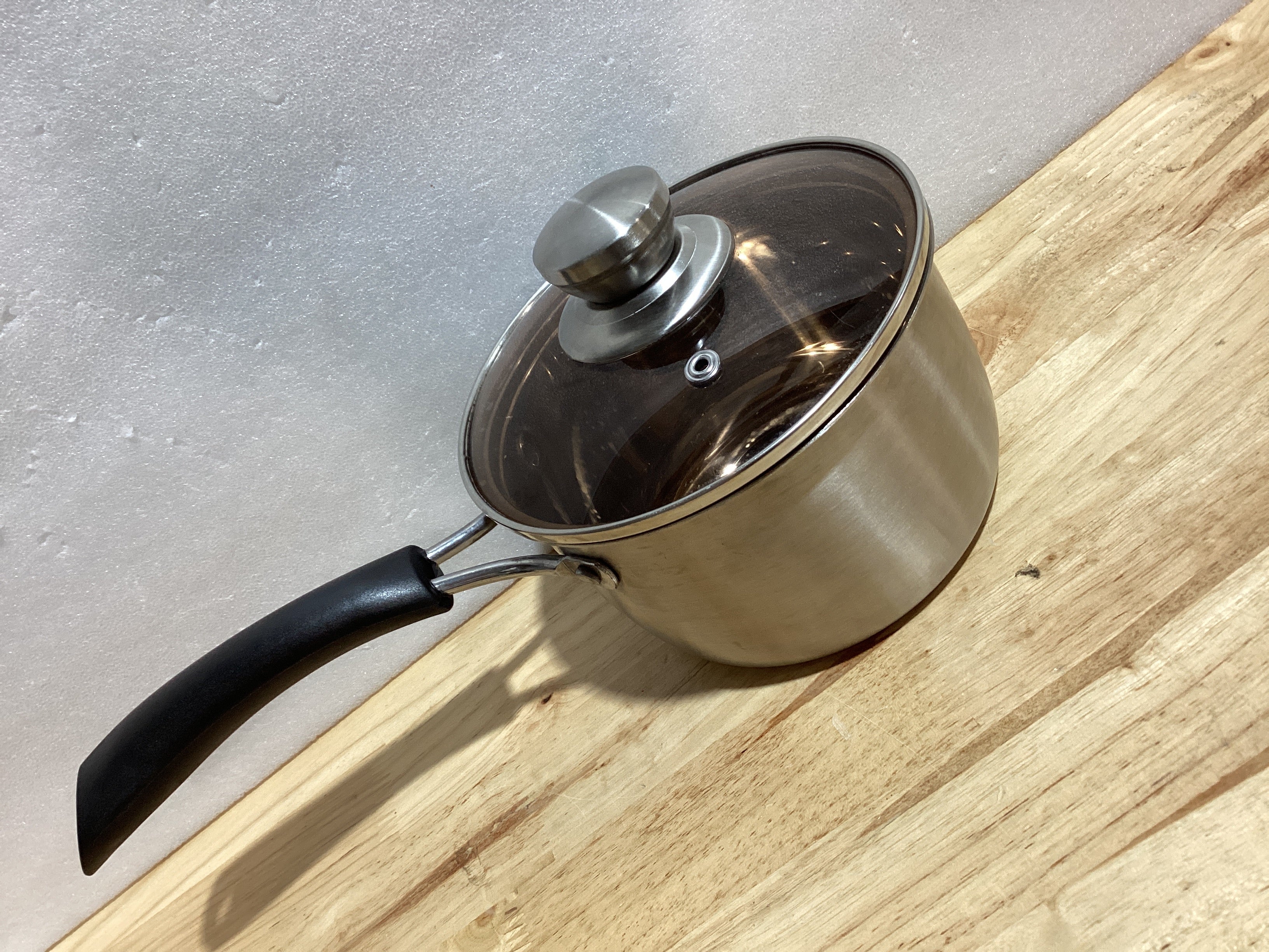 Olla Pequeña Cacerola de Acero Inoxidable 5.5" | Sartén para Leche, Sopa y Papillas | Mango Único Antiquemaduras | ⚠️ Manchas Interiores