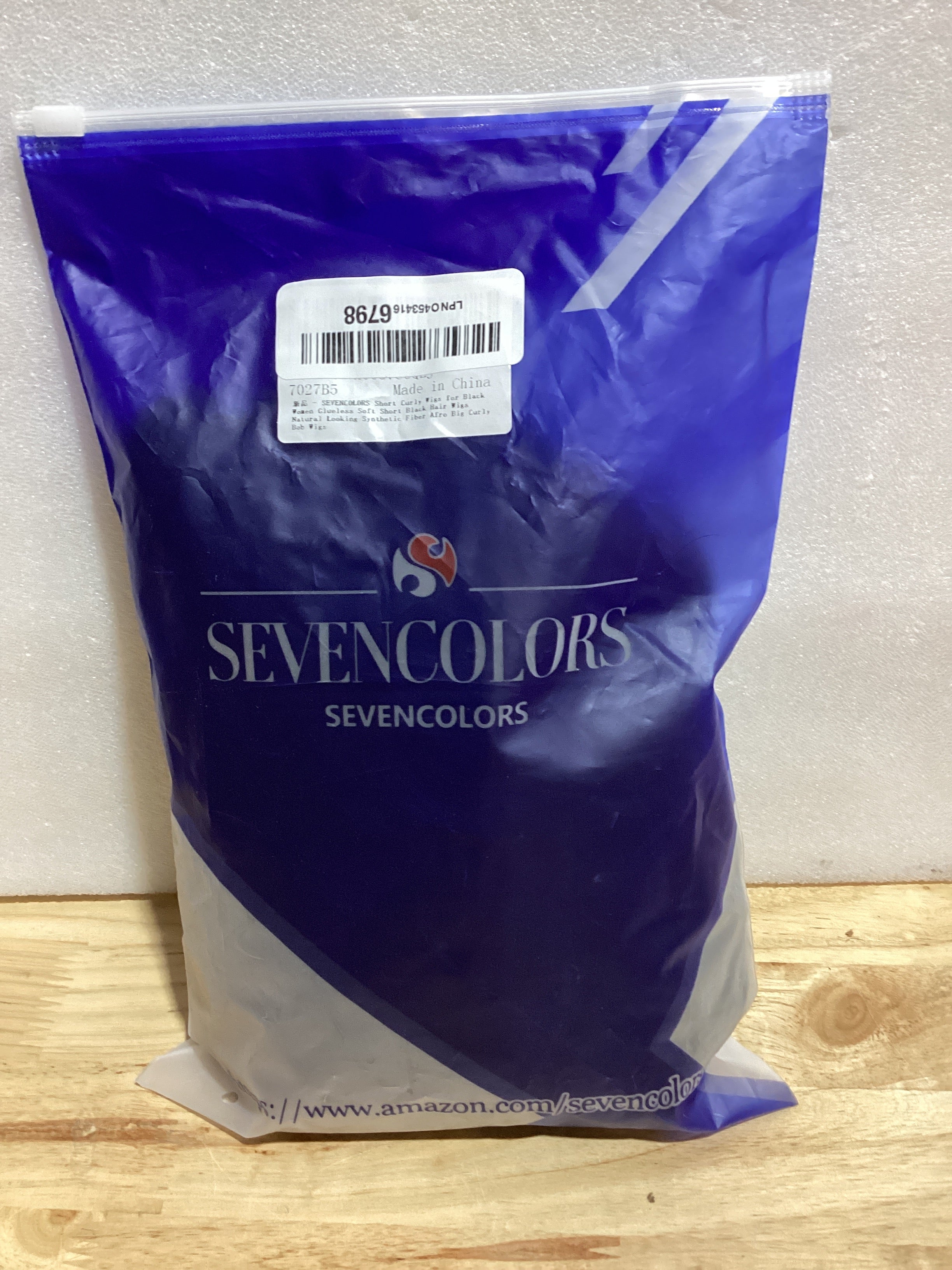 Peluca Rizada Corta SEVENCOLORS para Mujer — Fibra Sintética Afro Bob, Sin Pegamento, Aspecto Natural