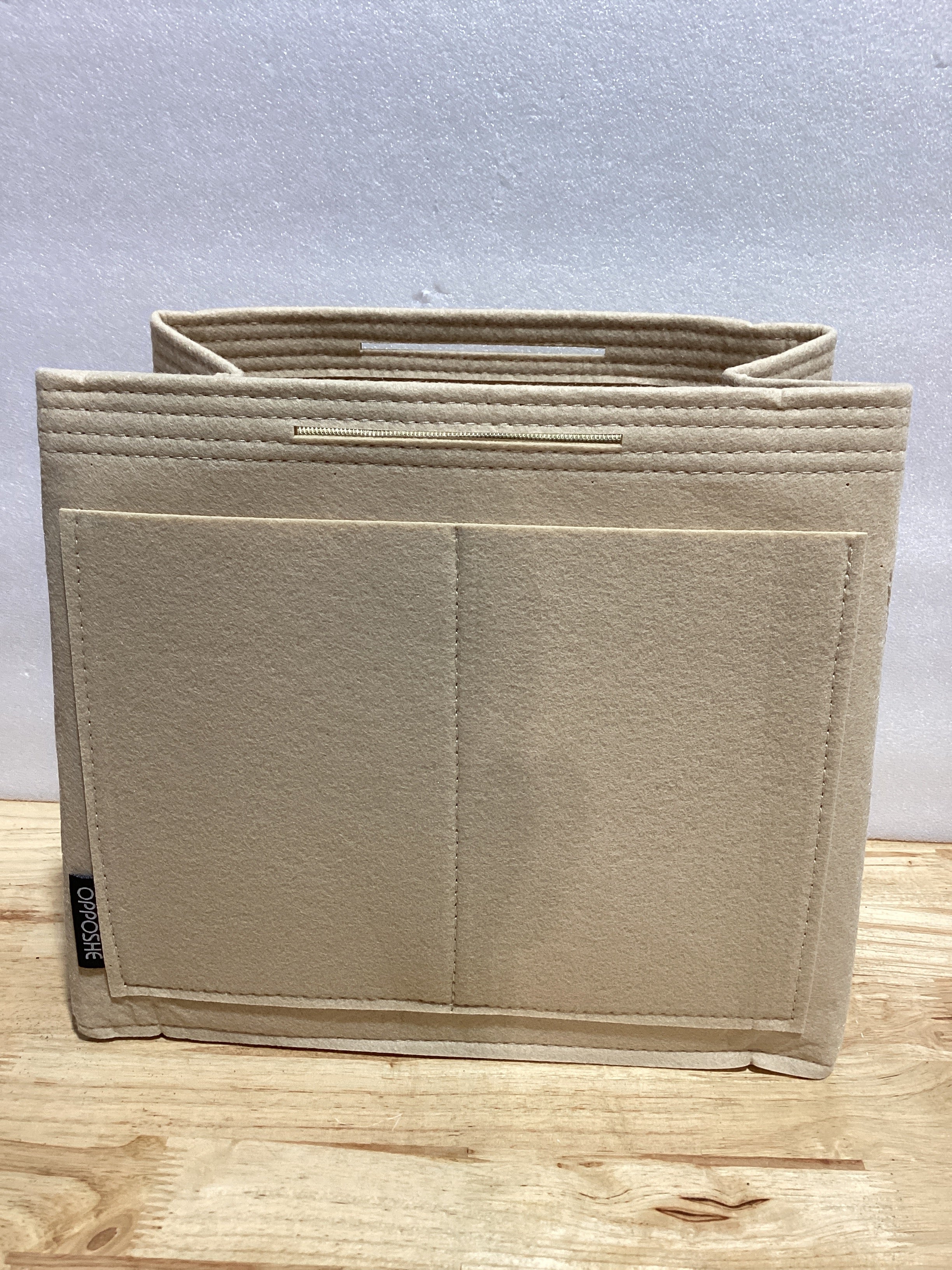 OPPOSHE Organizador de Bolso para Bolsos de Mano, Organizador de Inserción de Bolso de Fieltro Suave para Bolso de Mano, Compatible con LV, Coach, MK, Kate Spade, Goyard, Longchamp (Beige, Mediano)