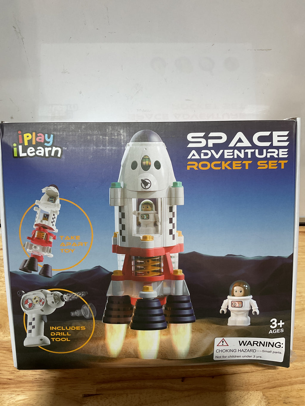 Set Cohete Espacial iPlay iLearn – Juguete STEM con Transbordador, Taladro y 2 Astronautas | 3-8 Años