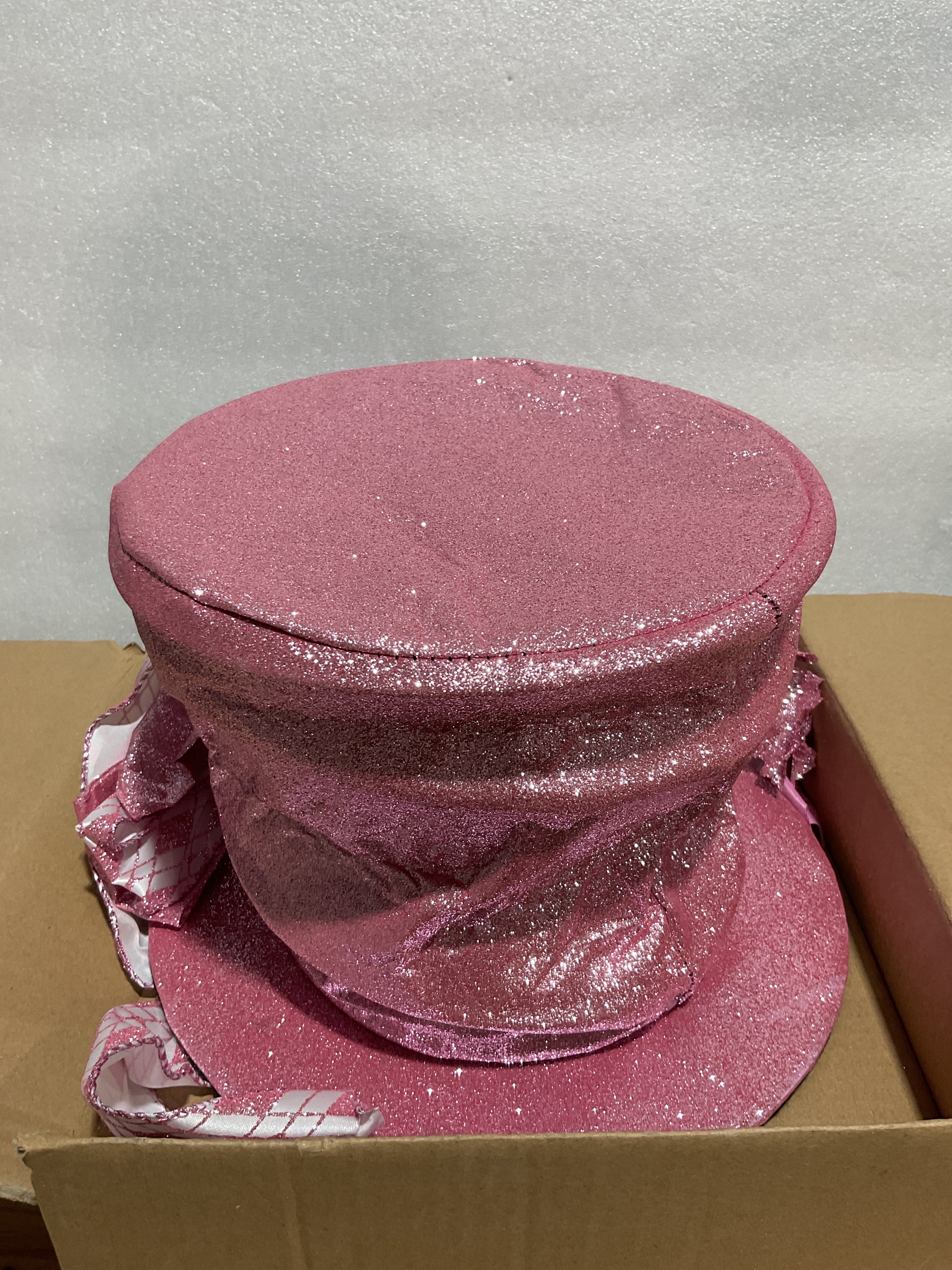 Sombrero Tope de Árbol Navideño con Lentejuelas y Moño – Color Oro Rosa, Poen