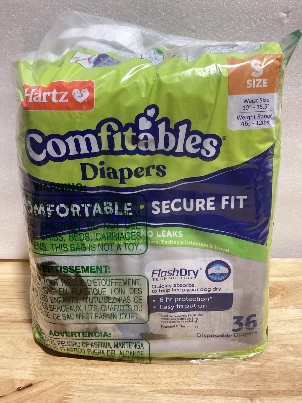 Pañales Desechables para Perros Hartz Talla S — 36 Unidades, Ajuste Cómodo y Seguro, Fácil de Poner