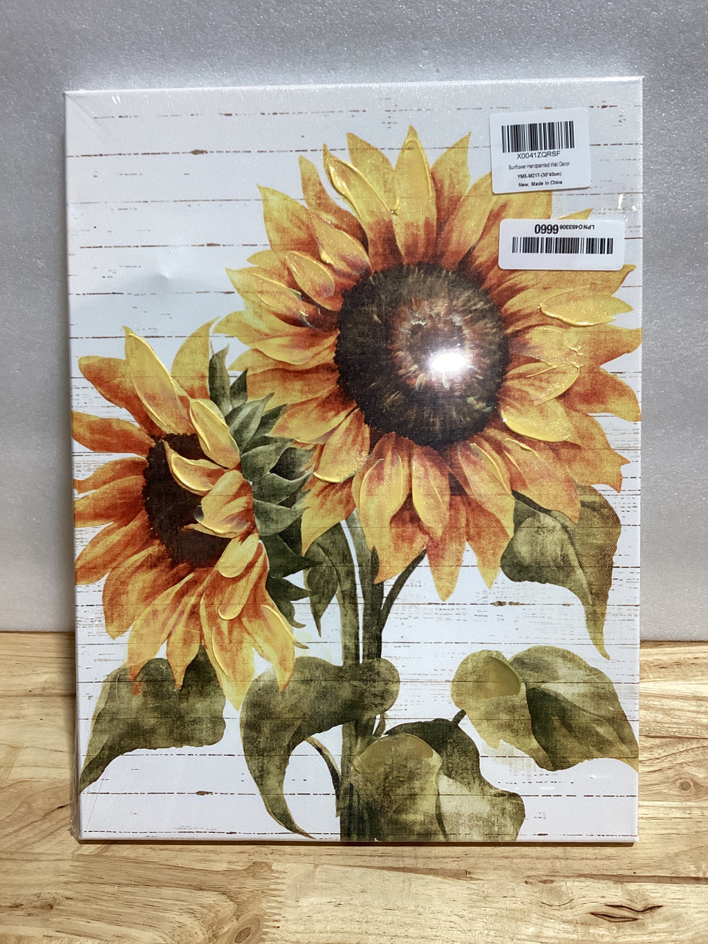 Kunstorner - Decoración de pared de girasol, diseño de flores rústicas, impresión floral en lona para sala de estar, 12 x 16 pulgadas