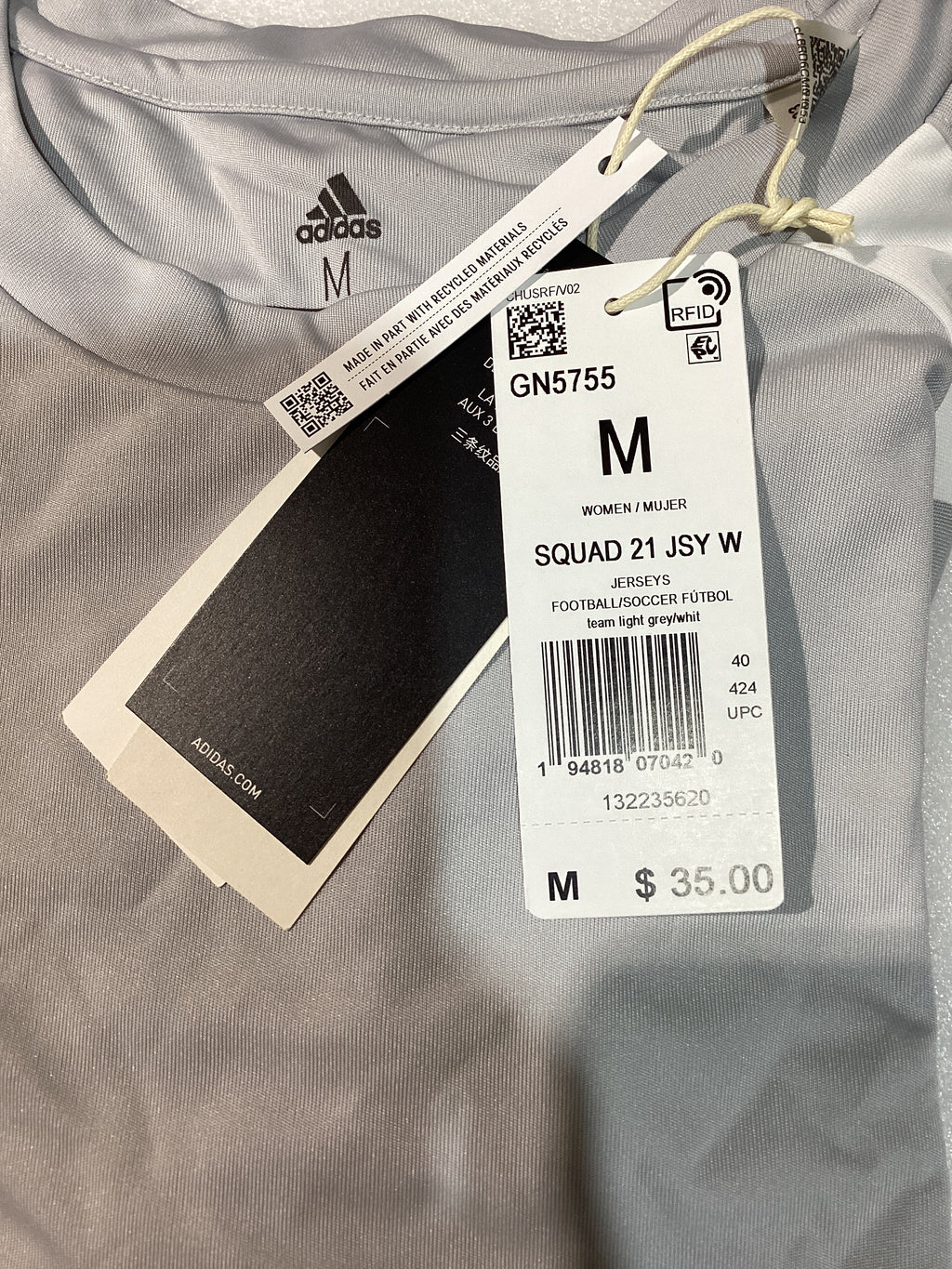 Camiseta de Fútbol Adidas Squadra 21 para Mujer – Talla M, Color Gris