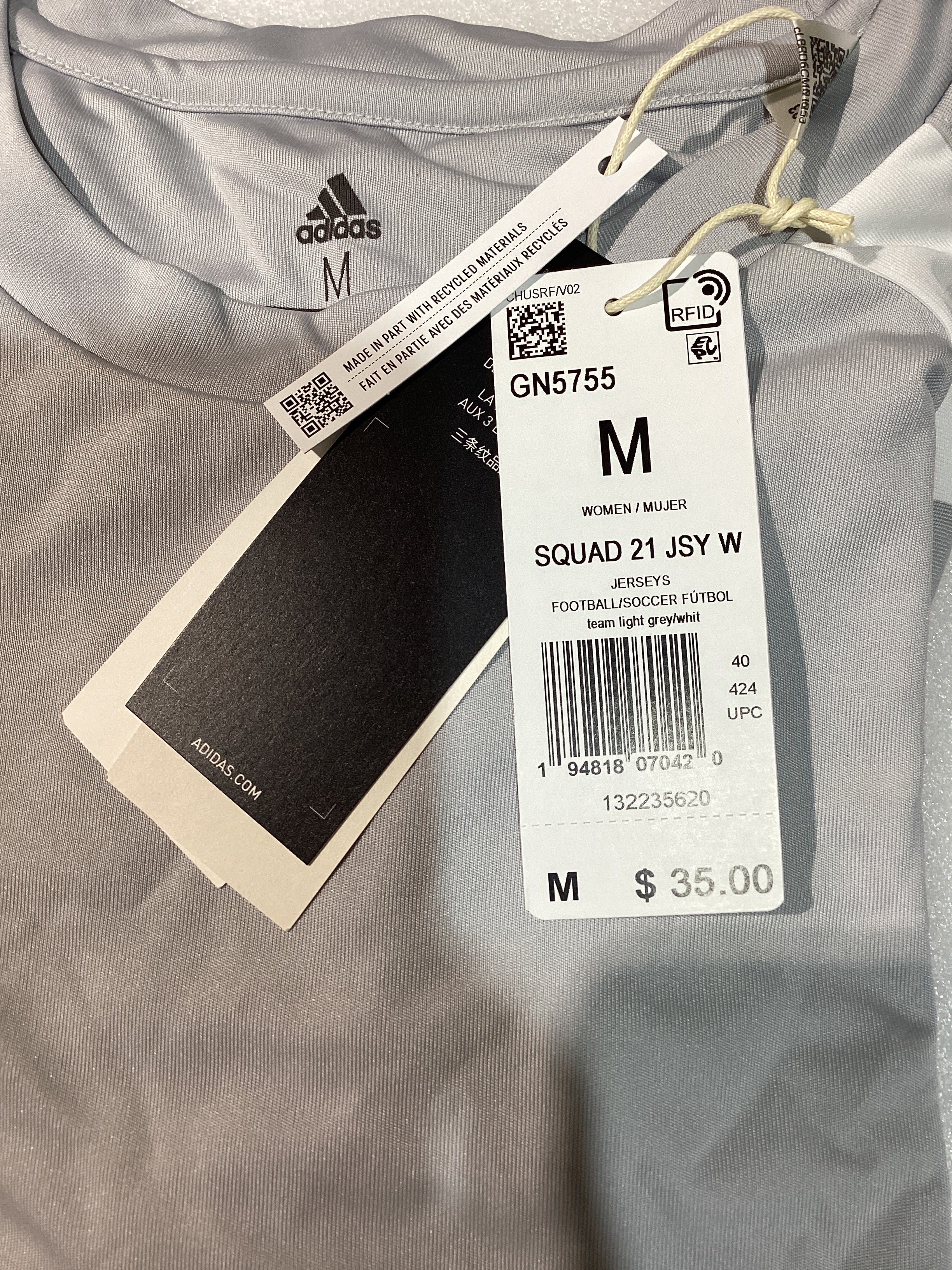 Camiseta de Fútbol Adidas Squadra 21 para Mujer – Talla M, Color Gris