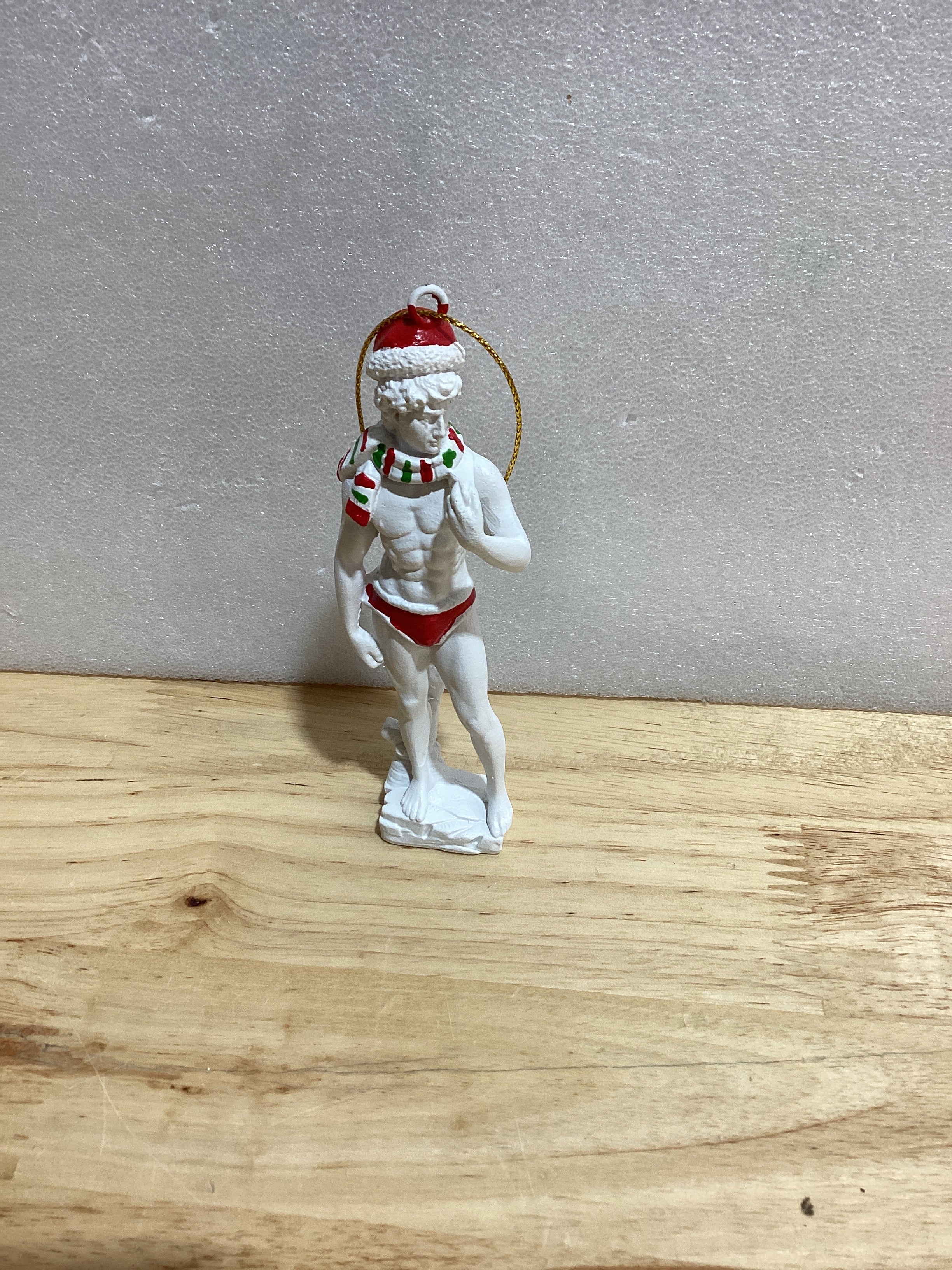 Adorno navideño de resina de la estatua de David de Miguel Ángel, figuras de 12,7 cm (5 pulgadas), adornos originales y divertidos para el árbol de Navidad.