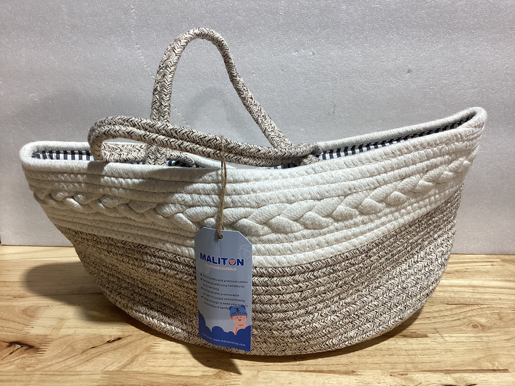 Maliton Organizador de pañales para bebé, cesta de regalo de cuerda de algodón, organizador de pañales portátil para cambiador, organizador de almacenamiento de pañales para artículos de bebé, regalos