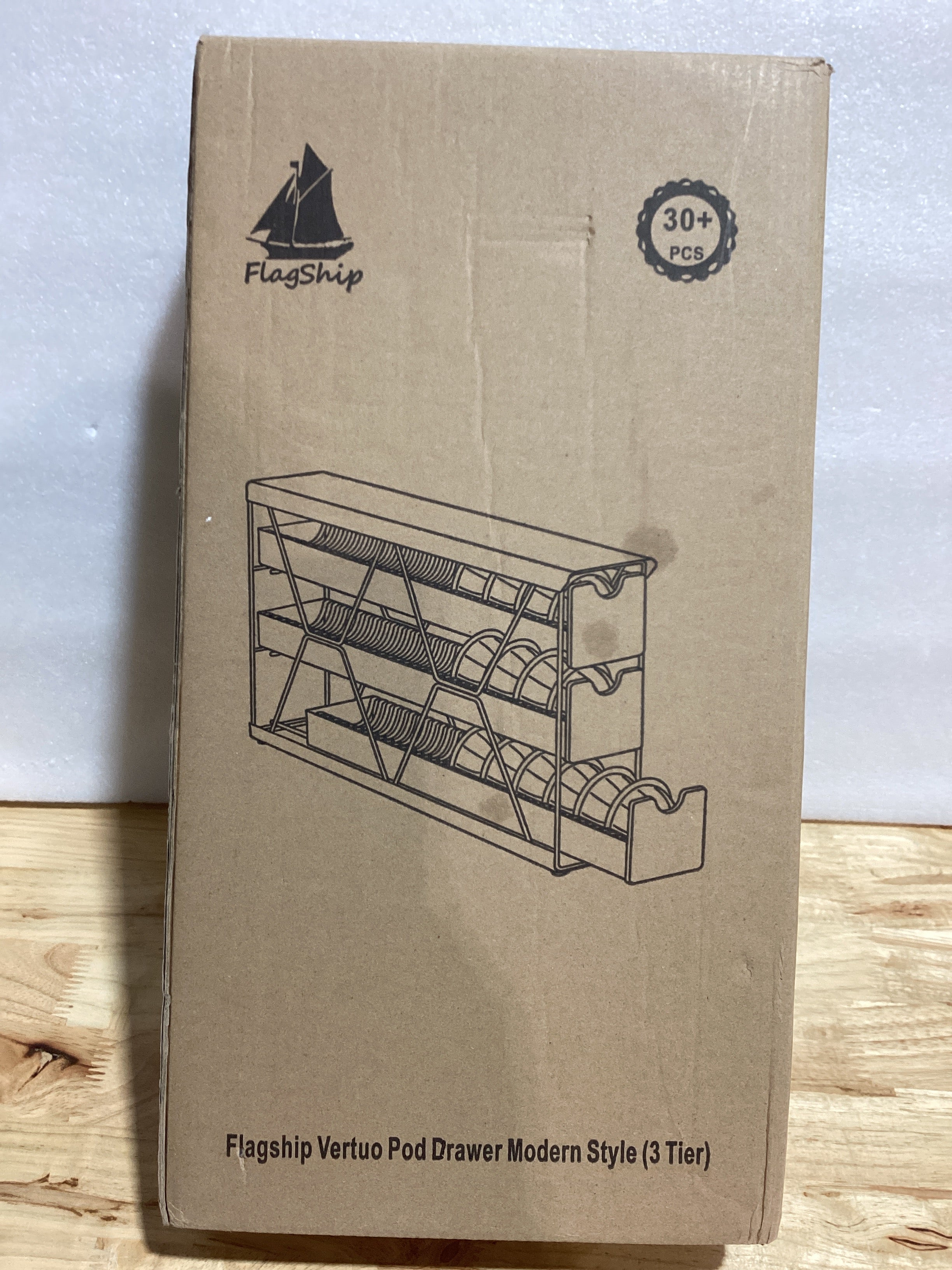 FlagShip Soporte para cápsulas Nespresso de 3 niveles y organizador de cápsulas de café Vertuo, almacenamiento de metal negro que ahorra espacio con capacidad para más de 30 cápsulas