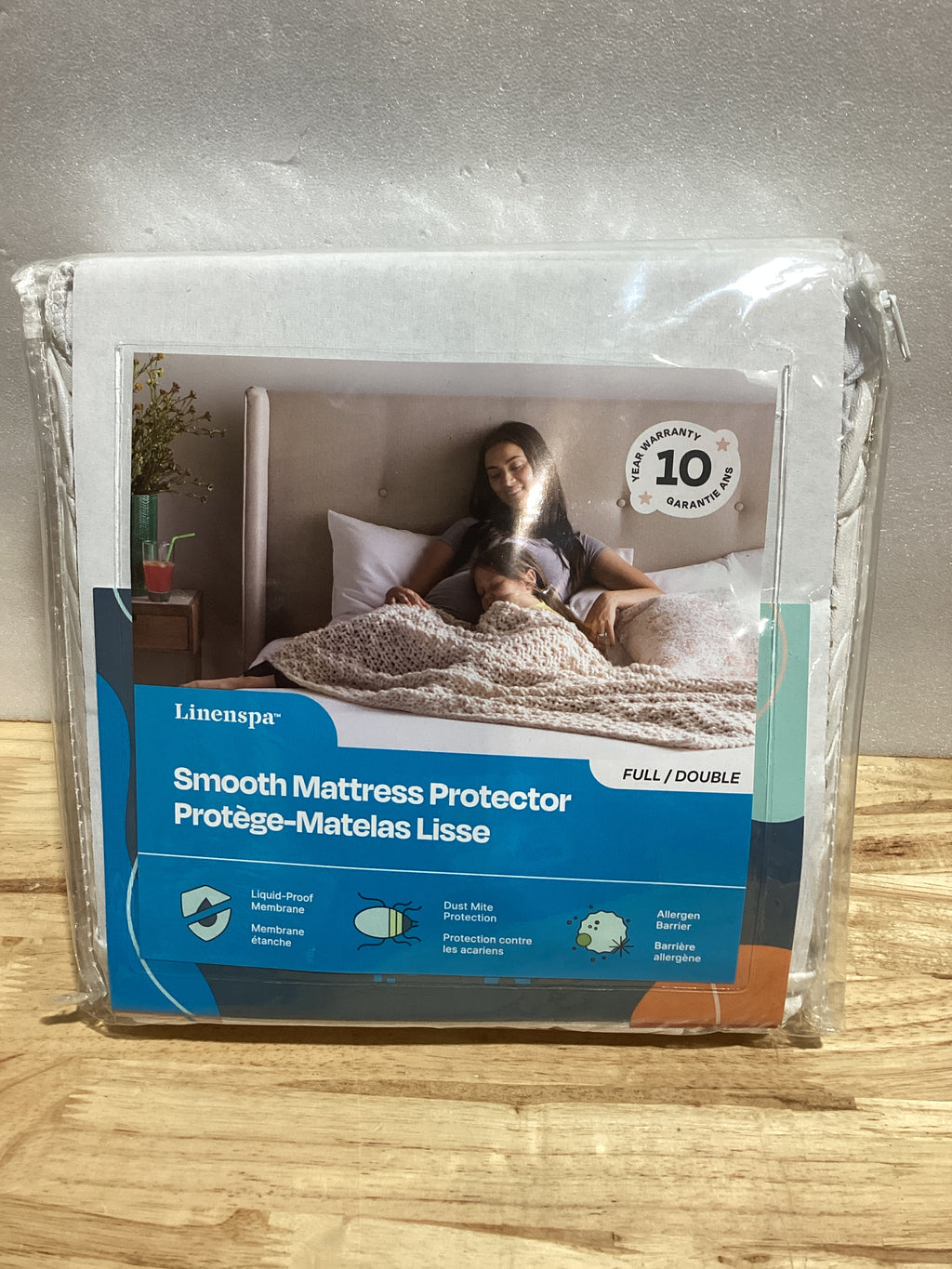 Protector de somier Linenspa impermeable y anticinches, Poliéster, gemelo