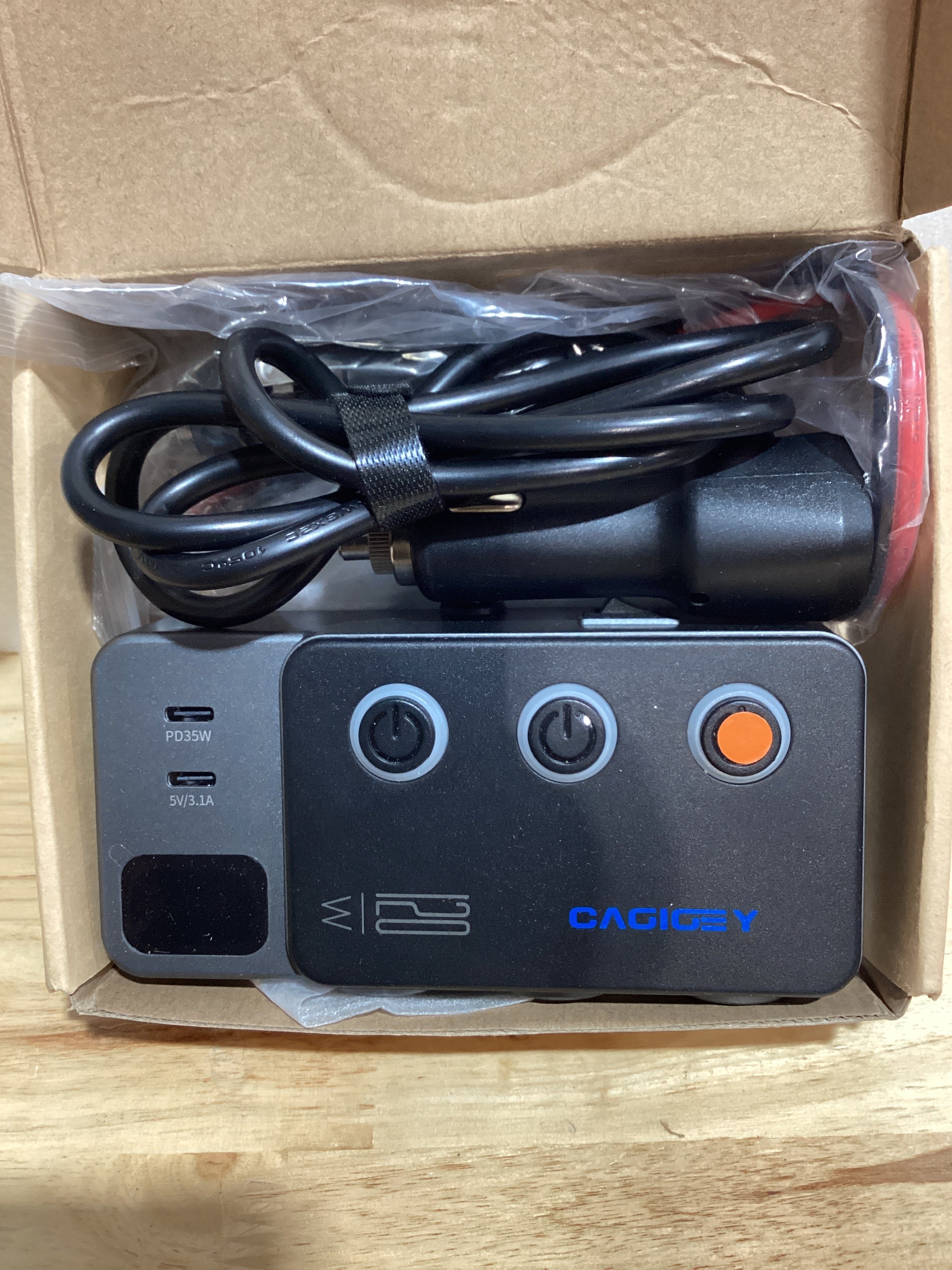 LIHAN Divisor de encendedor de cigarrillos para automóvil, adaptador de 3 enchufes de 8 en 1,120 W y 5 USB con interruptor de alimentación maestro, evita el drenaje de la batería, carga rápida USB-C PD36W, cable de 3.3 pies y medidor LED