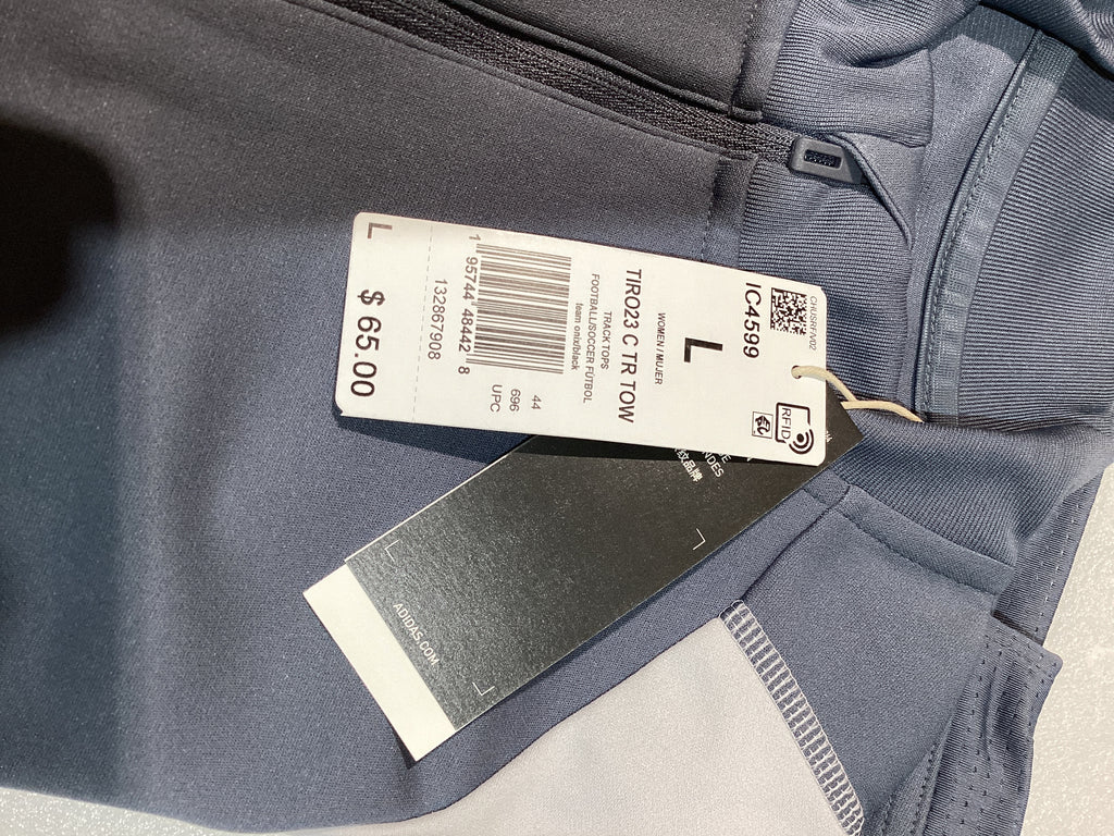 Suéter Adidas Tiro23 Competition para Mujer – Talla L, Color Gris, Manga Larga con Cuarto de Cremallera