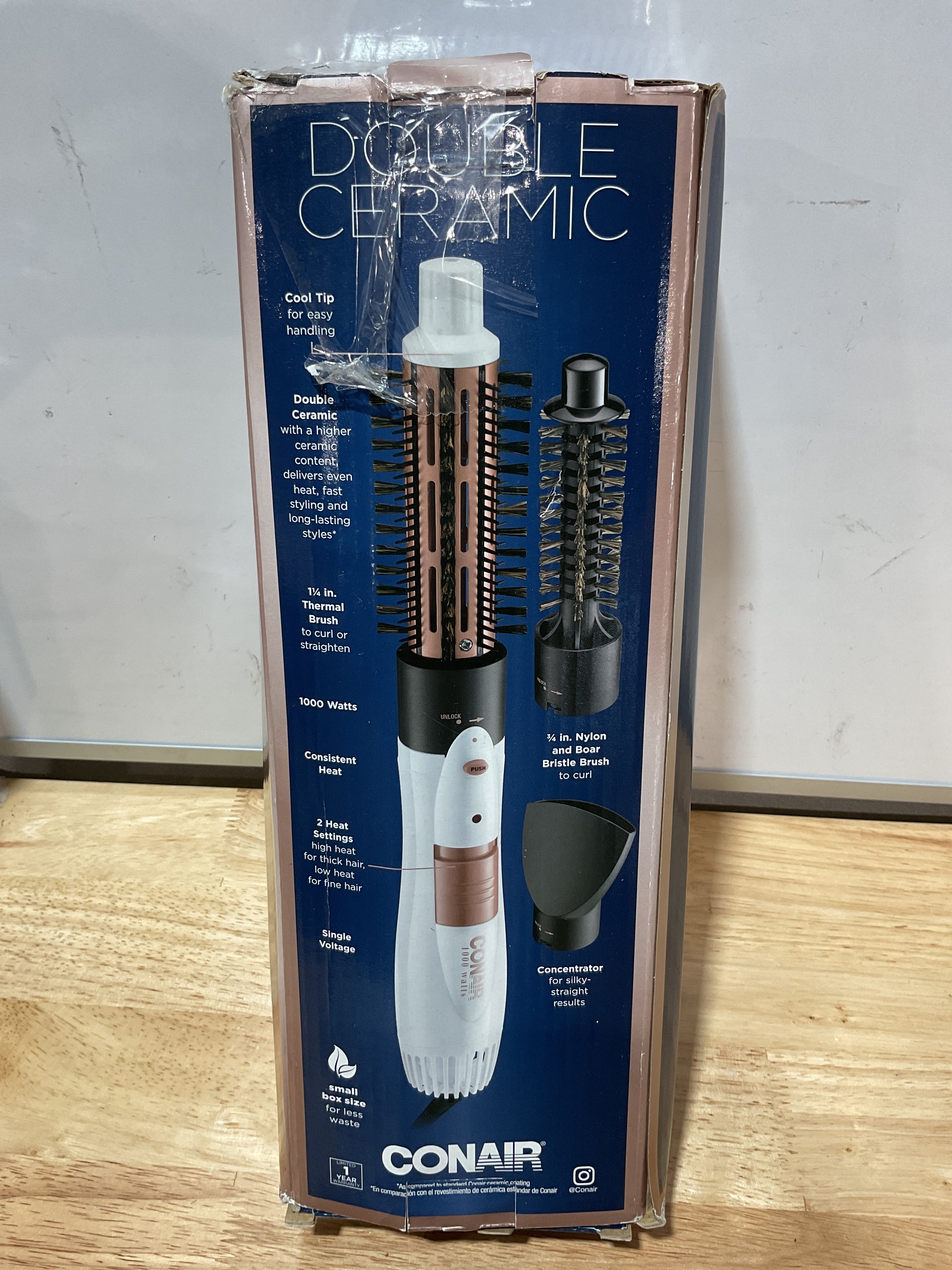 Cepillo de Aire Caliente Conair Double Ceramic 3 en 1 | Rizos y Liso
