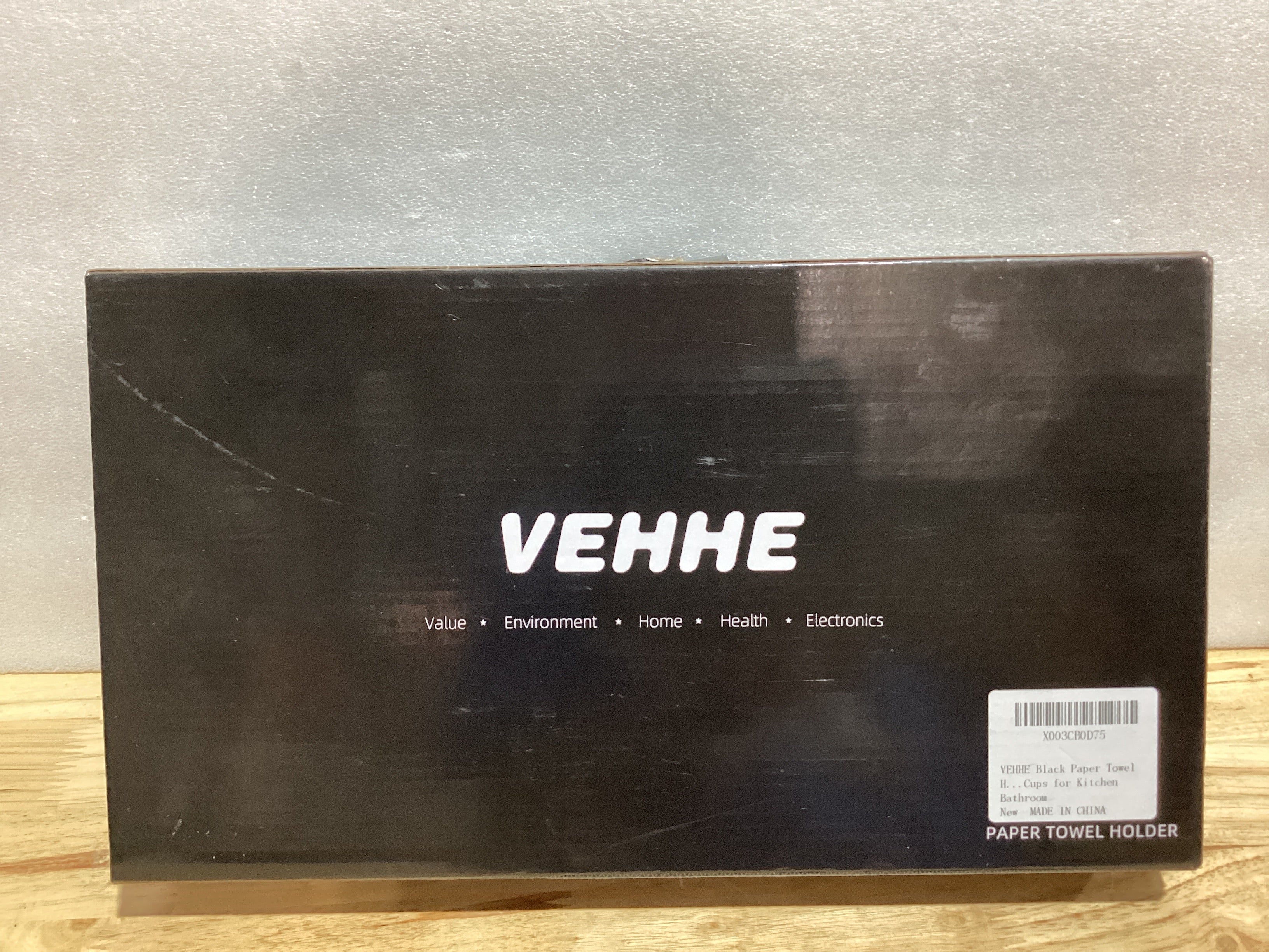 VEHHE Soporte para toallas de papel negro para encimera, soporte para toallas de papel de acero inoxidable con base pesada y ventosas para cocina y baño