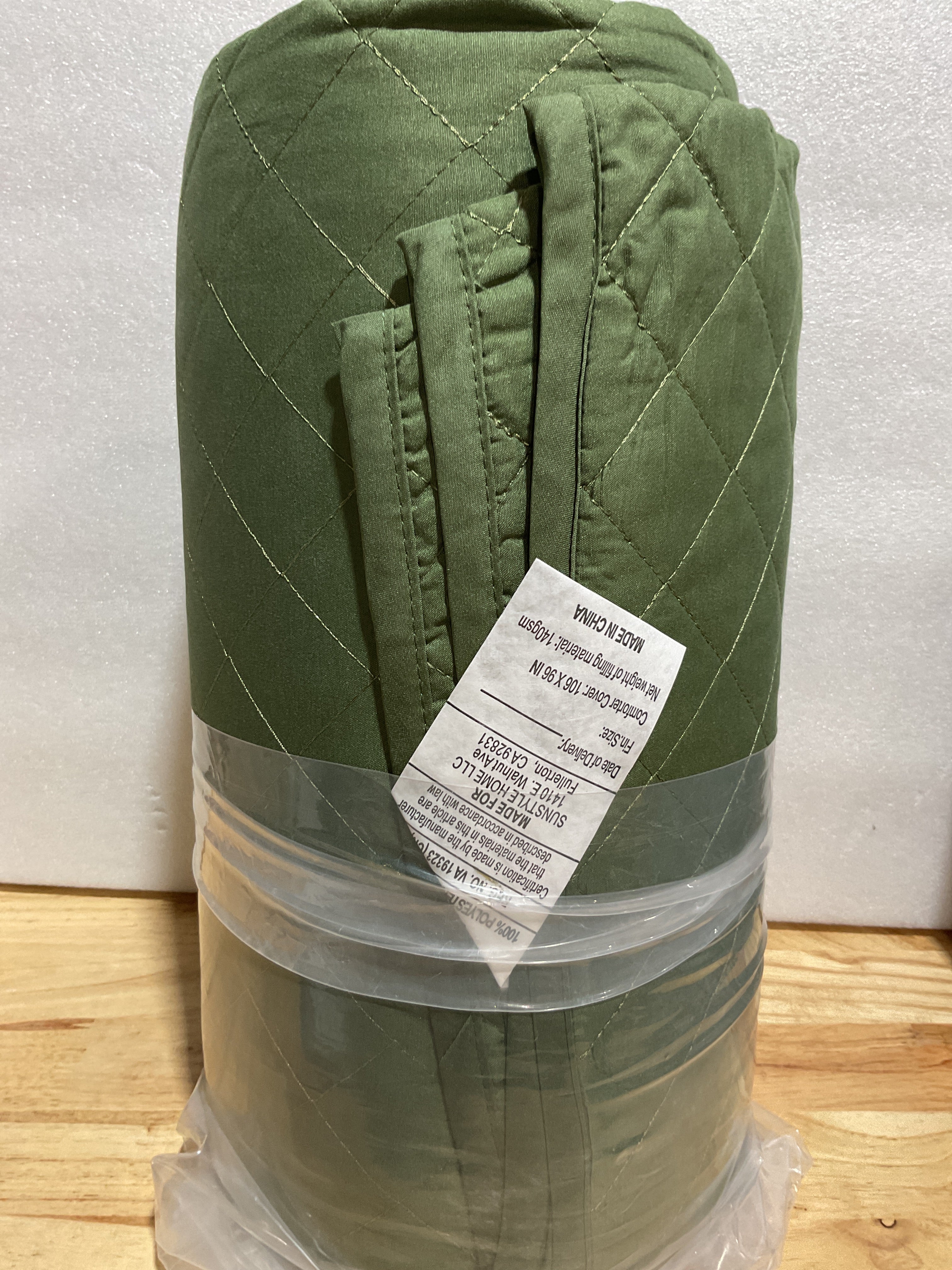 Set de Colcha King SunStyle Home 3 Piezas Verde Oliva – Ligera, Acolchado Diamante, Para Todas las Temporadas con 2 Fundas de Almohada