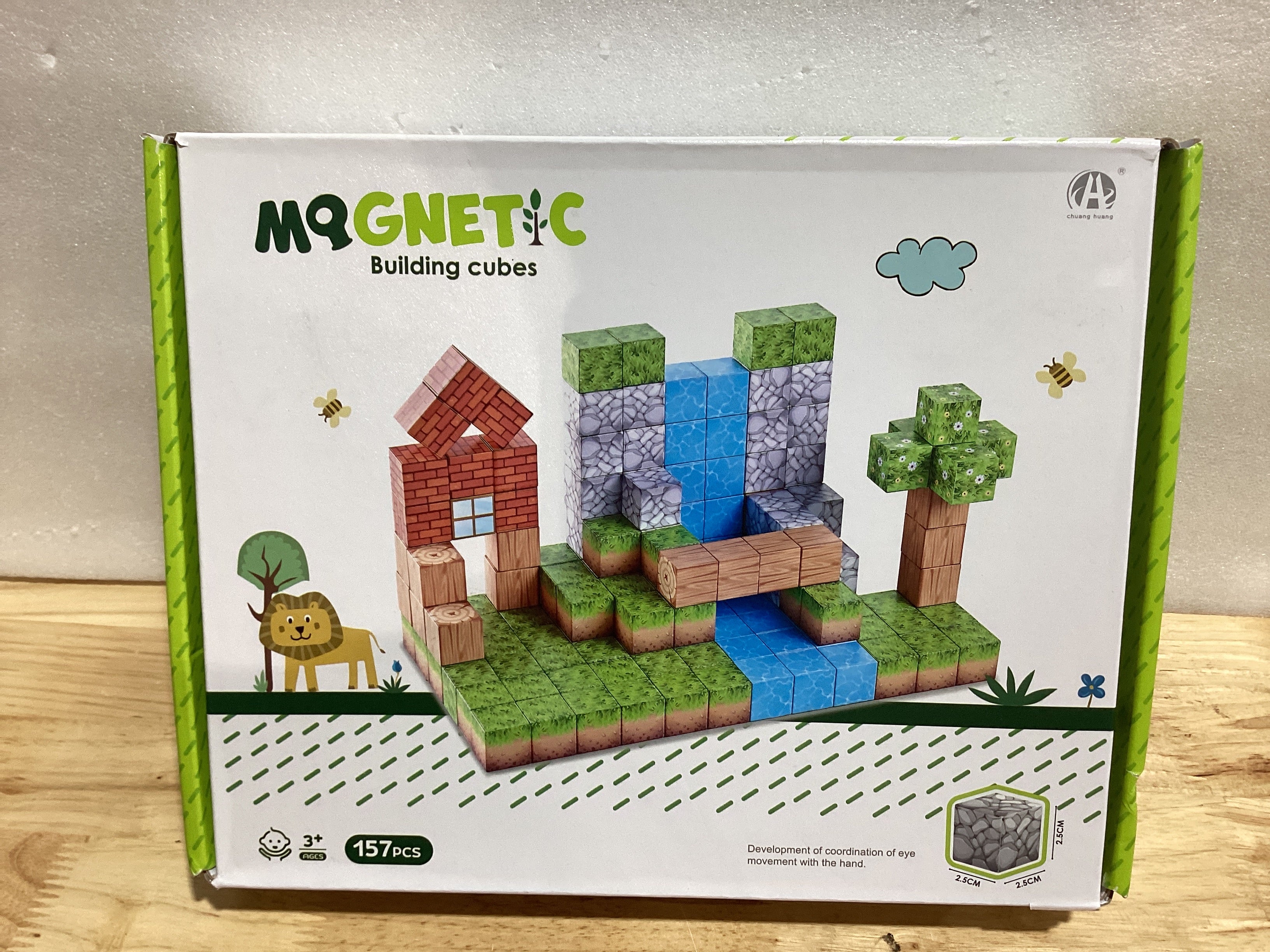 Bloques Magnéticos 157 Piezas Bloques de Construcción Magnéticos Cubos de 1" para Niños, Azulejos Magnéticos Juguete de Apilamiento, Set Construye Mundo del Bosque, Juguetes Sensoriales STEM para