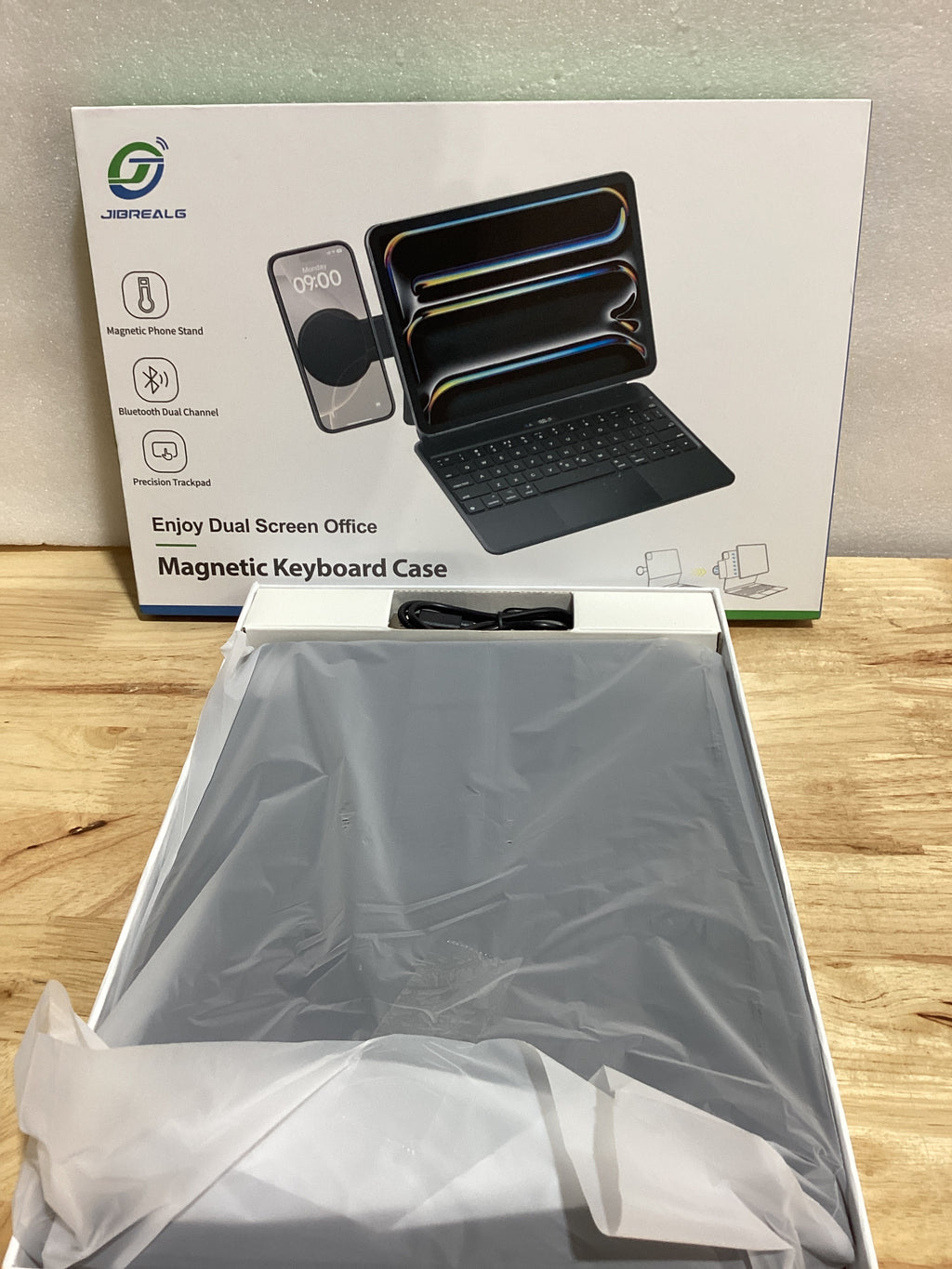 Funda con Teclado Jibrealg para iPad 11 Gen (A16, 2025) y iPad 10 Gen — Trackpad Multi-Touch, Retroiluminación 7 Colores, Negro