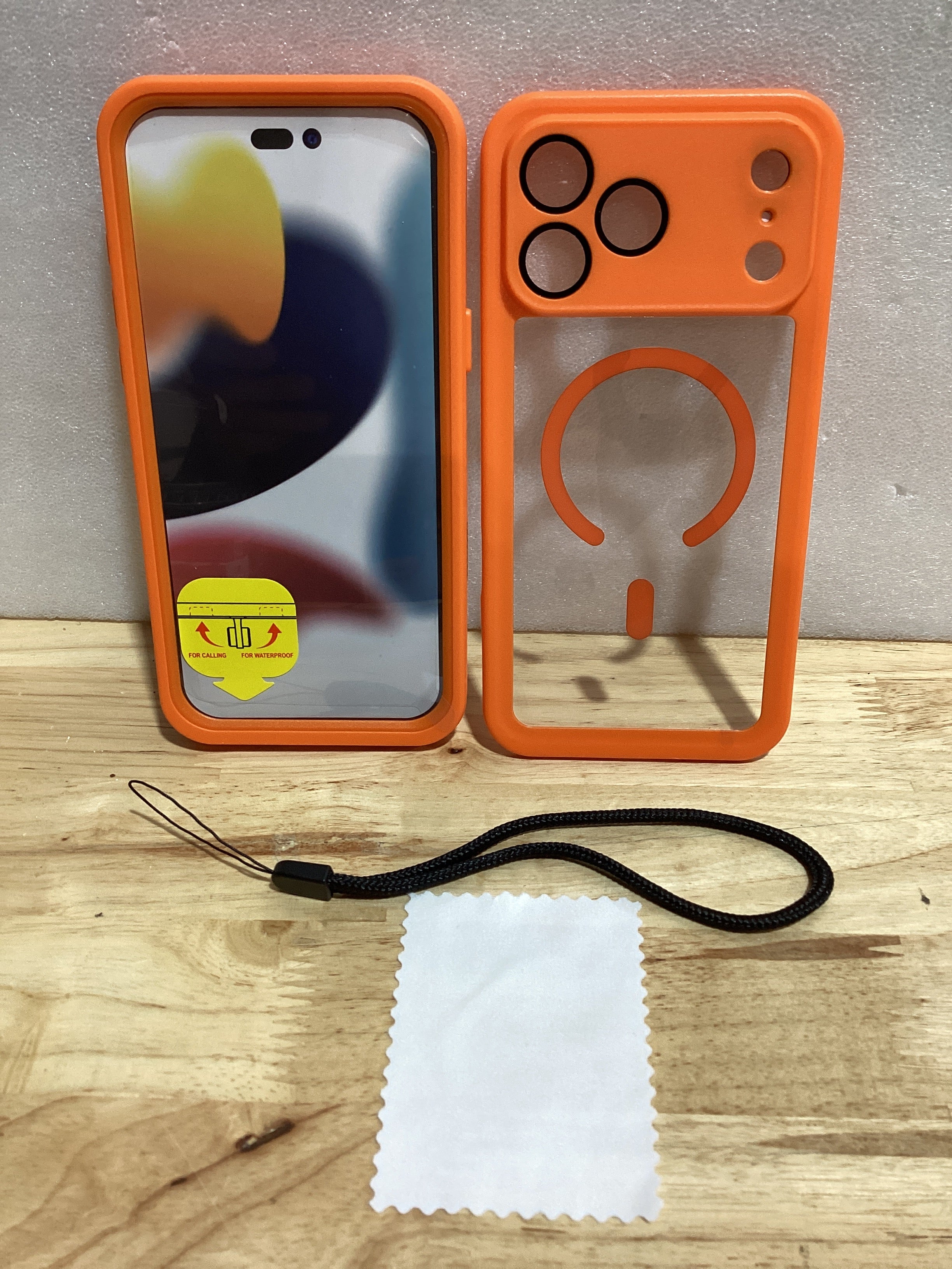 Funda ANTSHARE para iPhone 17 Pro Max – Compatible con MagSafe, IP68 Resistente al Agua, Protección Militar 12 Pies, Protector de Pantalla Integrado, Color Naranja/Transparente