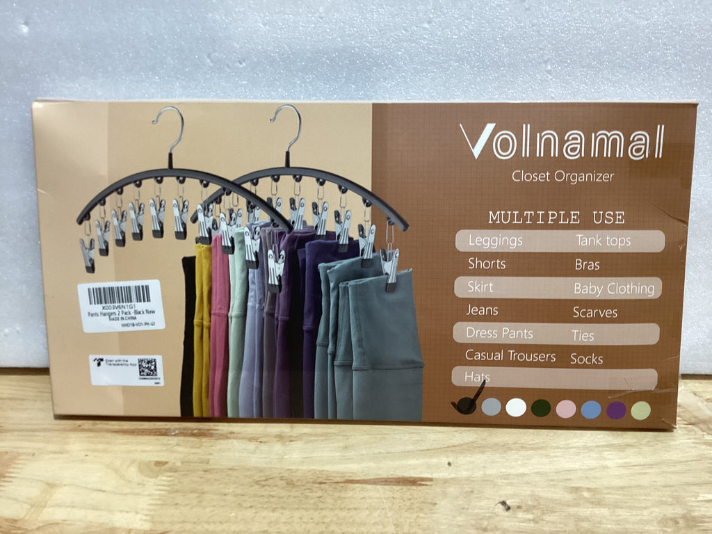 Volnamal Organizador de leggings para armario, perchas de metal para pantalones de yoga, paquete de 2 con 10 clips con capacidad para 20 leggings, organizador de armario colgante que ahorra espacio