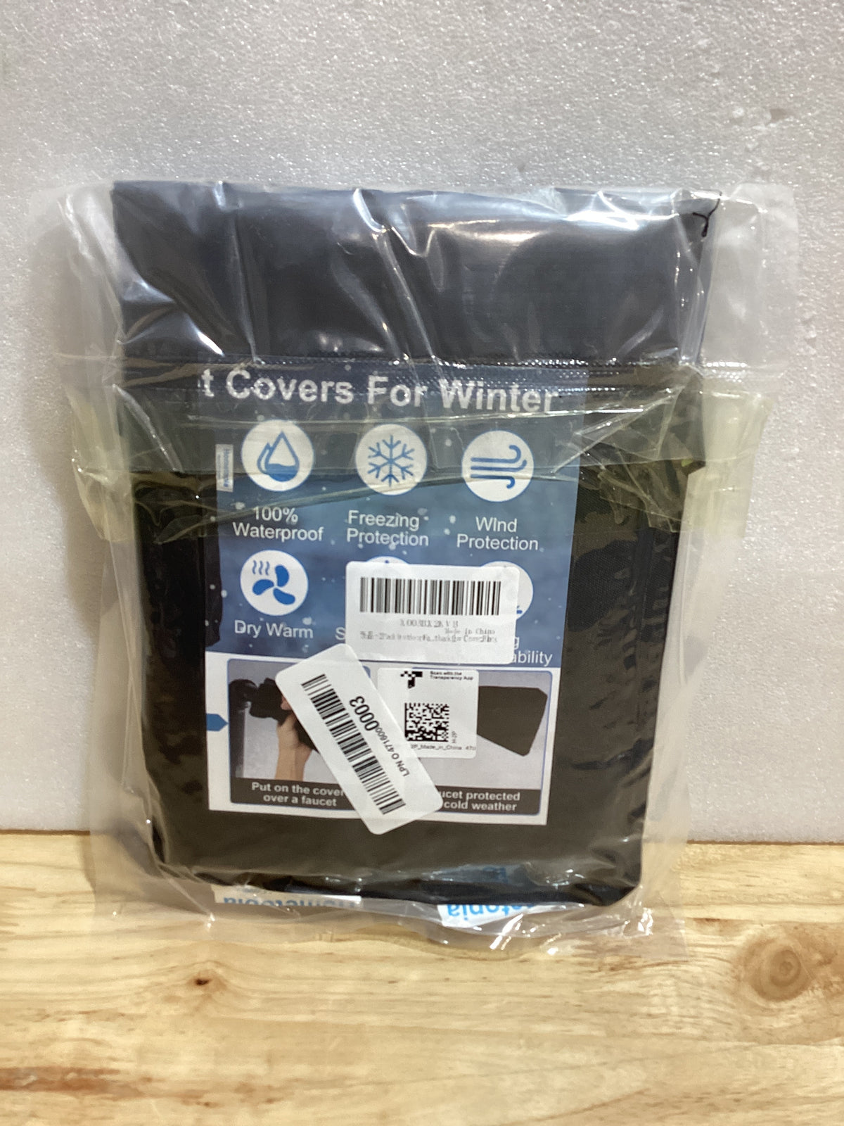 Cubiertas para Grifo Exterior Invierno 2Pack — Protección contra Congelamiento, Reutilizables e Impermeables, 6.7"x8.3", Negro