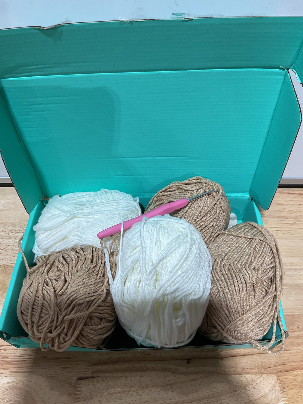 Kit de Crochet DIY ORIGACH para Principiantes – Bolso a Rayas Khaki con Base y Asa de Cuero PU