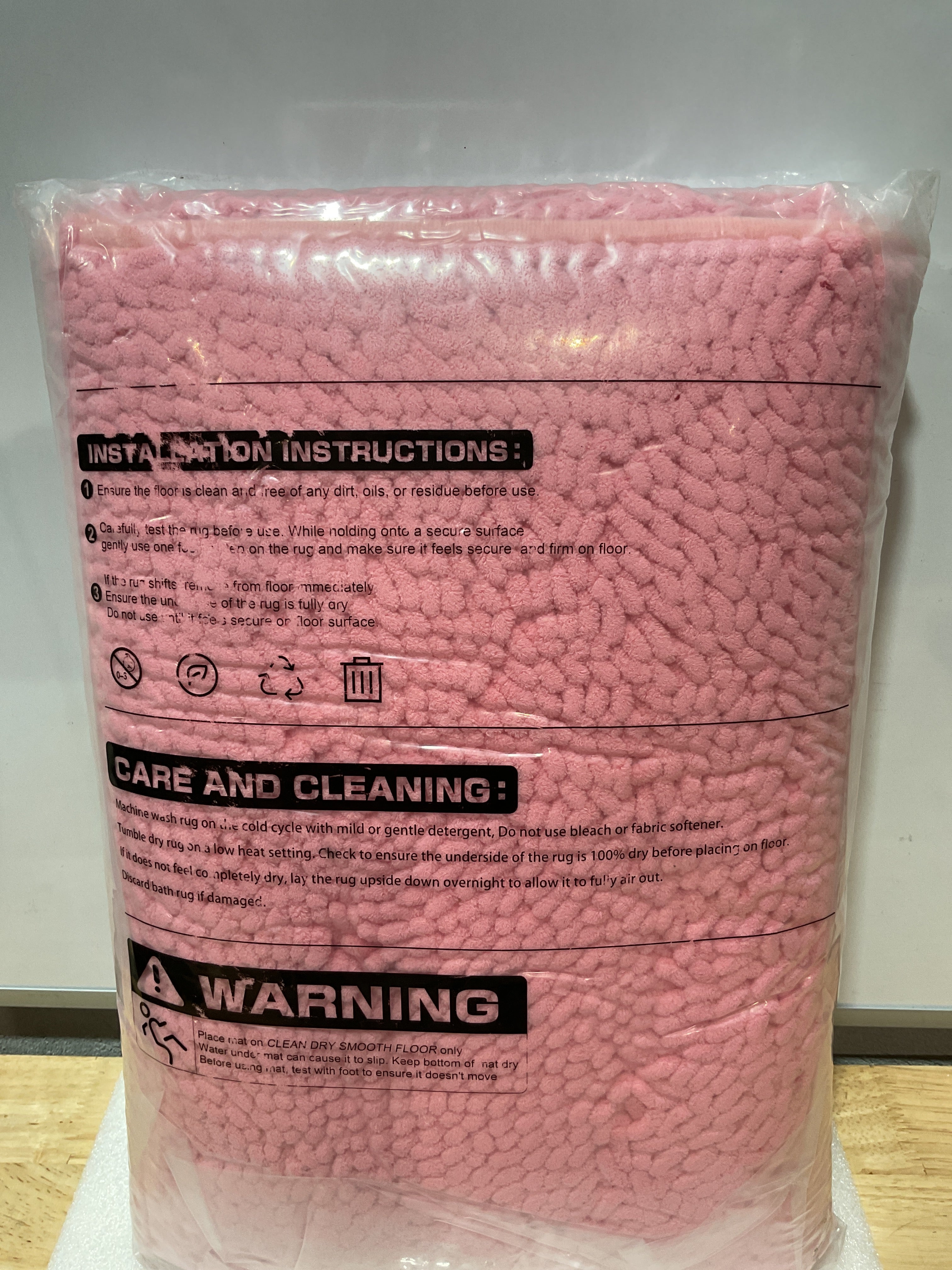 Set de 3 Alfombras de Baño Rosa Chenille - Extra Suaves, Antideslizantes, Absorbentes y Lavables a Máquina