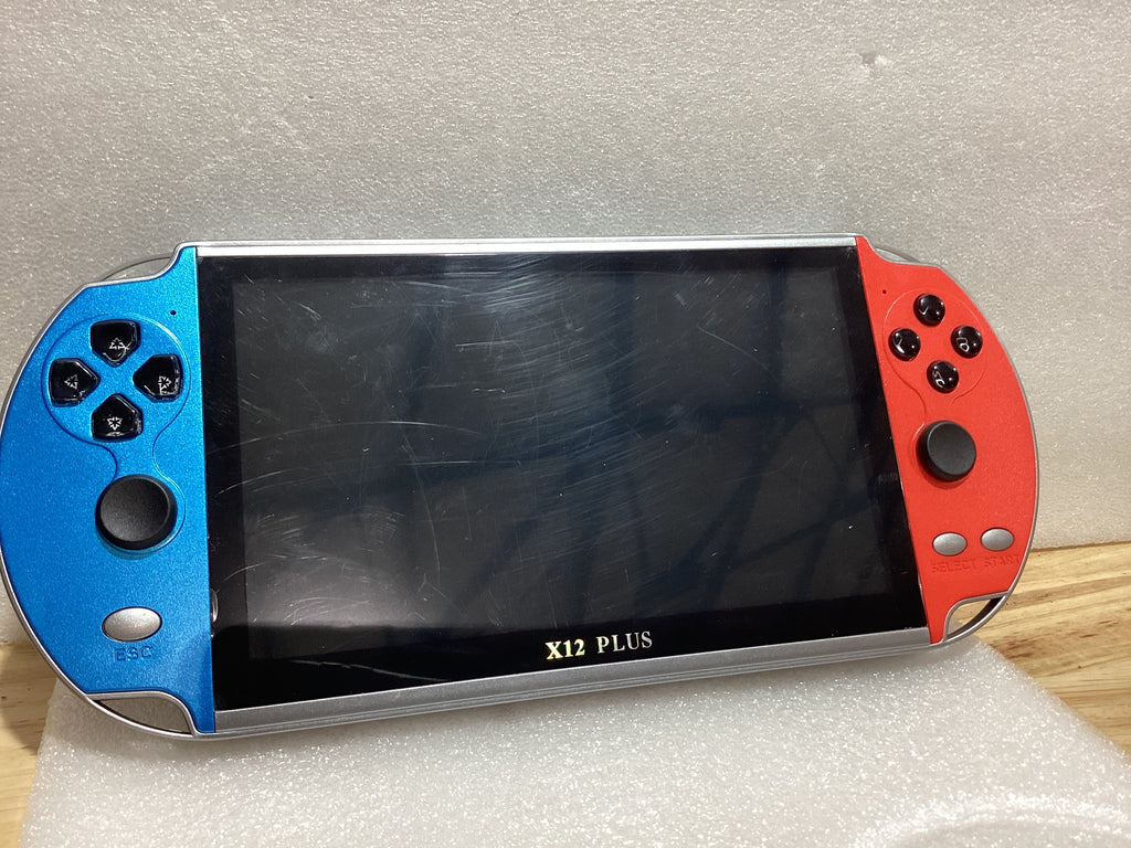 X12 Plus - Consola de videojuegos portátil de 7 pulgadas, MP5 portátil, 1000 juegos integrados, memoria de 16 GB, consola nostálgica de juegos arcade con joystick