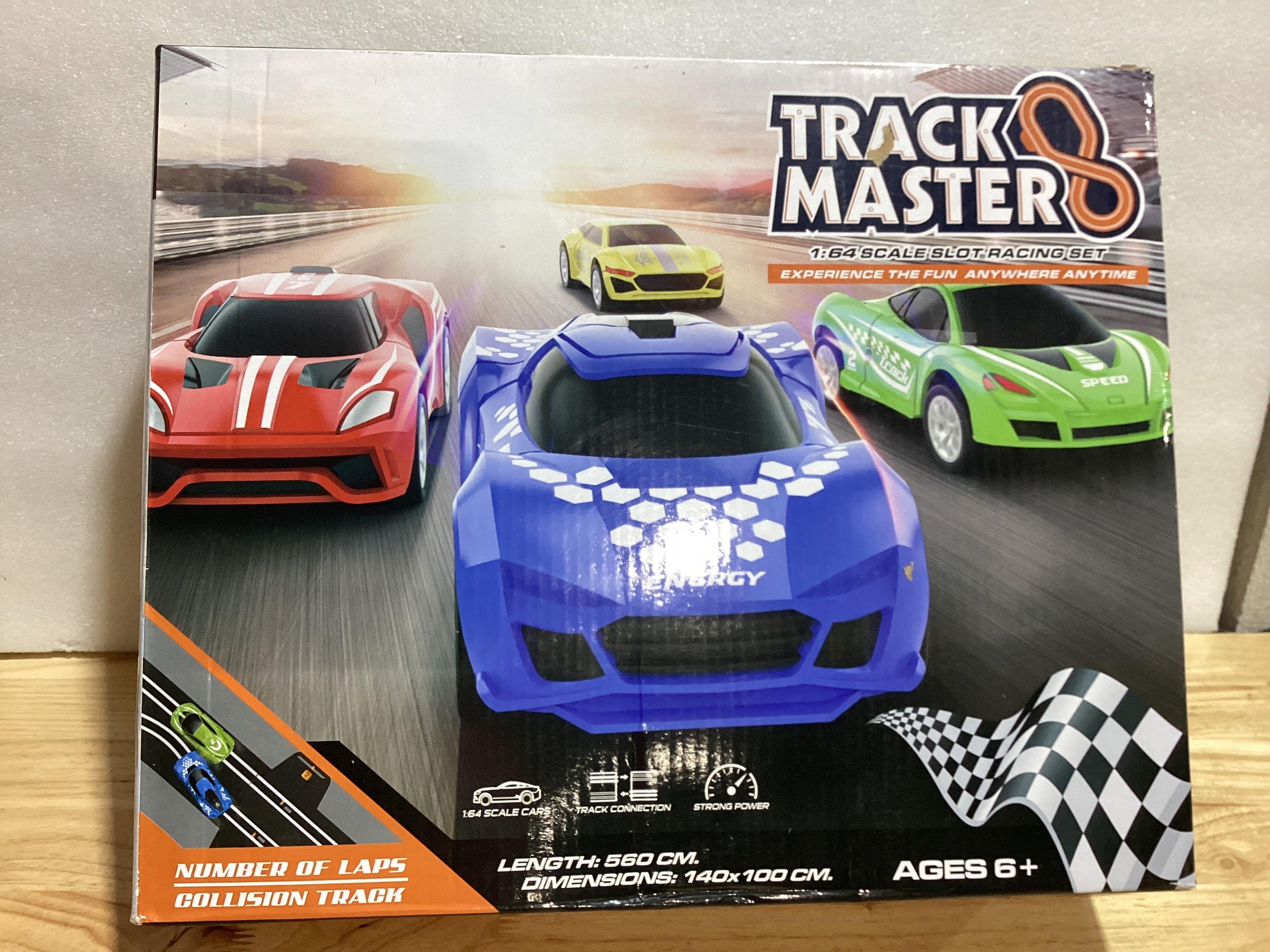 Pista de Carreras con 4 Autos de Alta Velocidad — Juego Dual con Contador de Vueltas, Paso Elevado Circular, Para Niños de 6 a 12 Años