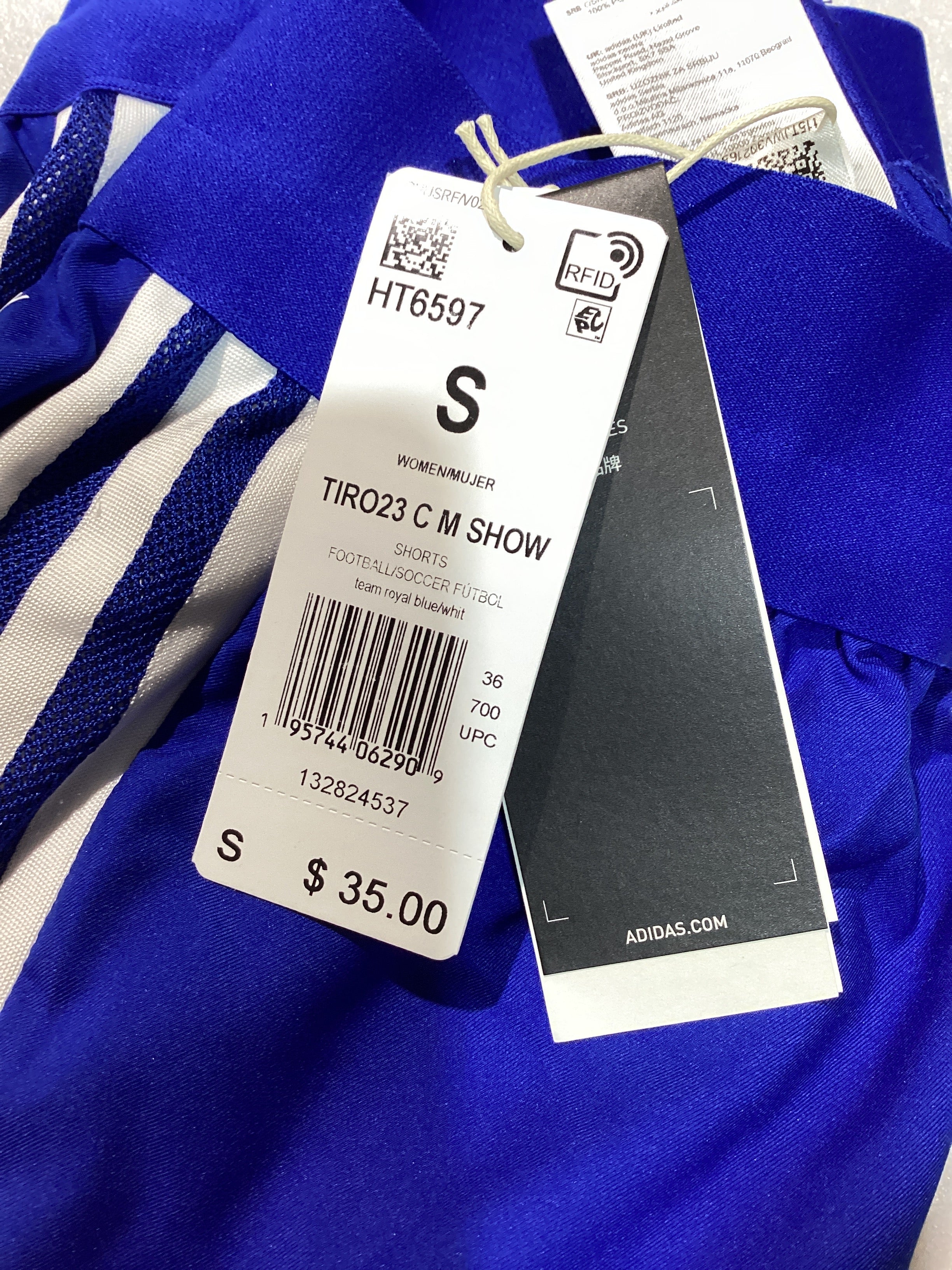 Shorts Adidas Tiro23 para Mujer – Talla S, Color Azul/Blanco
