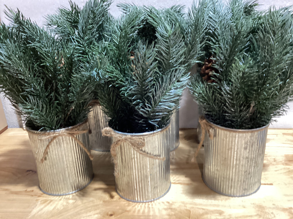 ⚠️ SON 6 EN TOTAL | Ramas de Pino en Maceta para Decorar — Centro de Mesa, Decoración Navideña y de Interiores