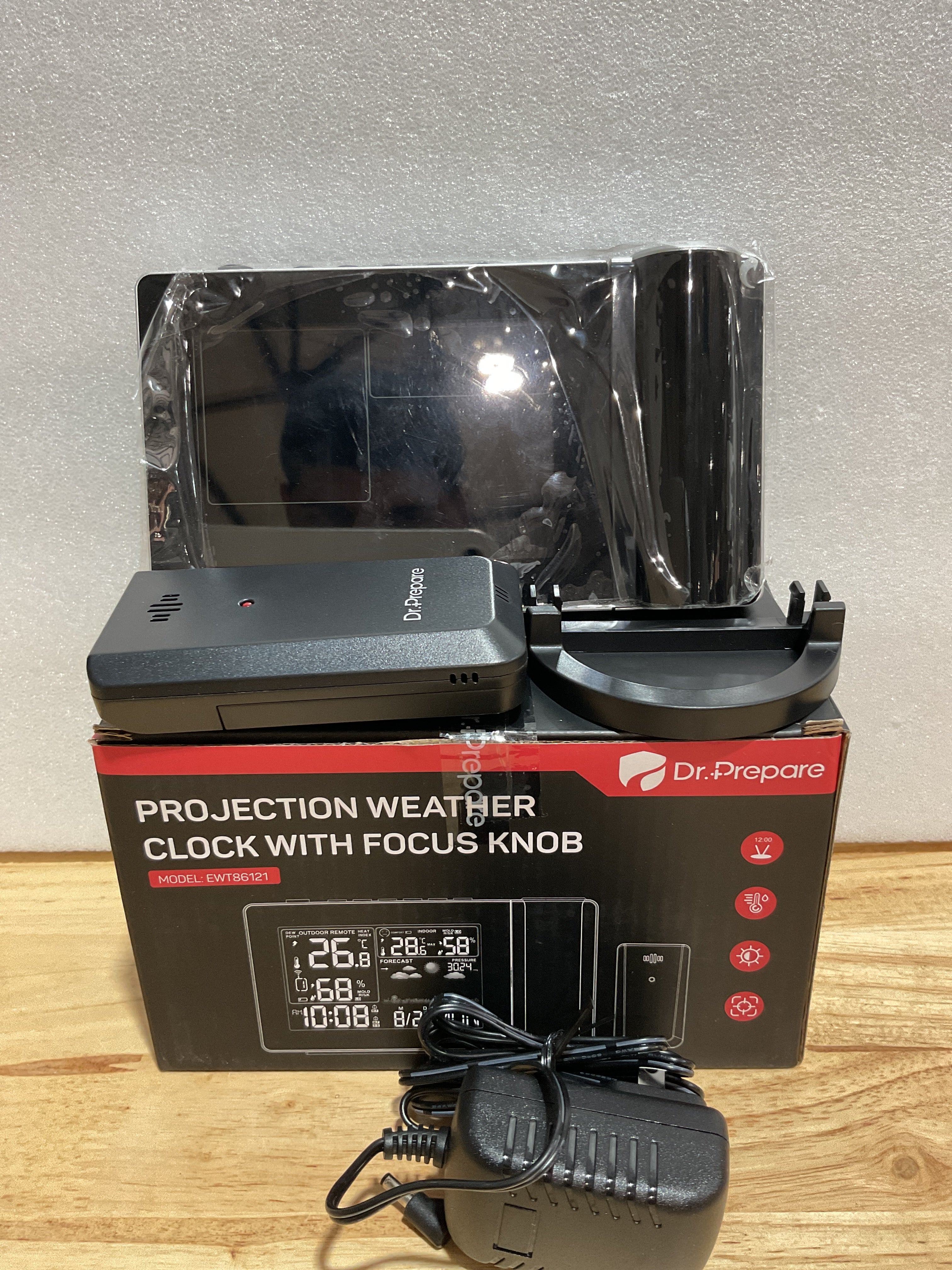 Reloj Despertador con Proyección DR.PREPARE — Monitor de Temperatura y Humedad Interior/Exterior