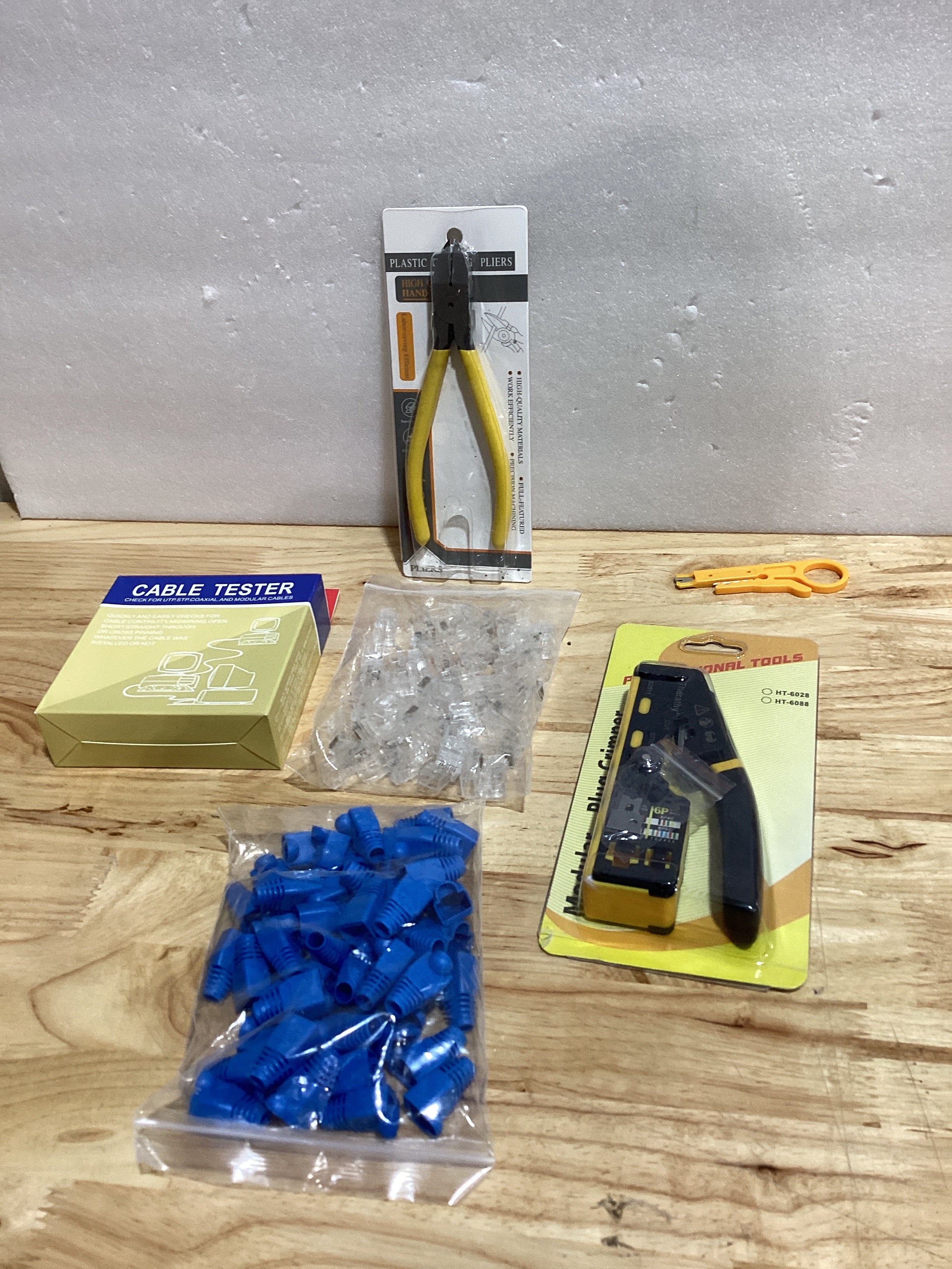 Kit de herramientas de crimpado RJ45 para Ethernet de 8P-Cat7 Cat6 Cat5 6P, conector telefónico, herramienta de crimpado de red RJ45 con probador de cables, cubre conectores