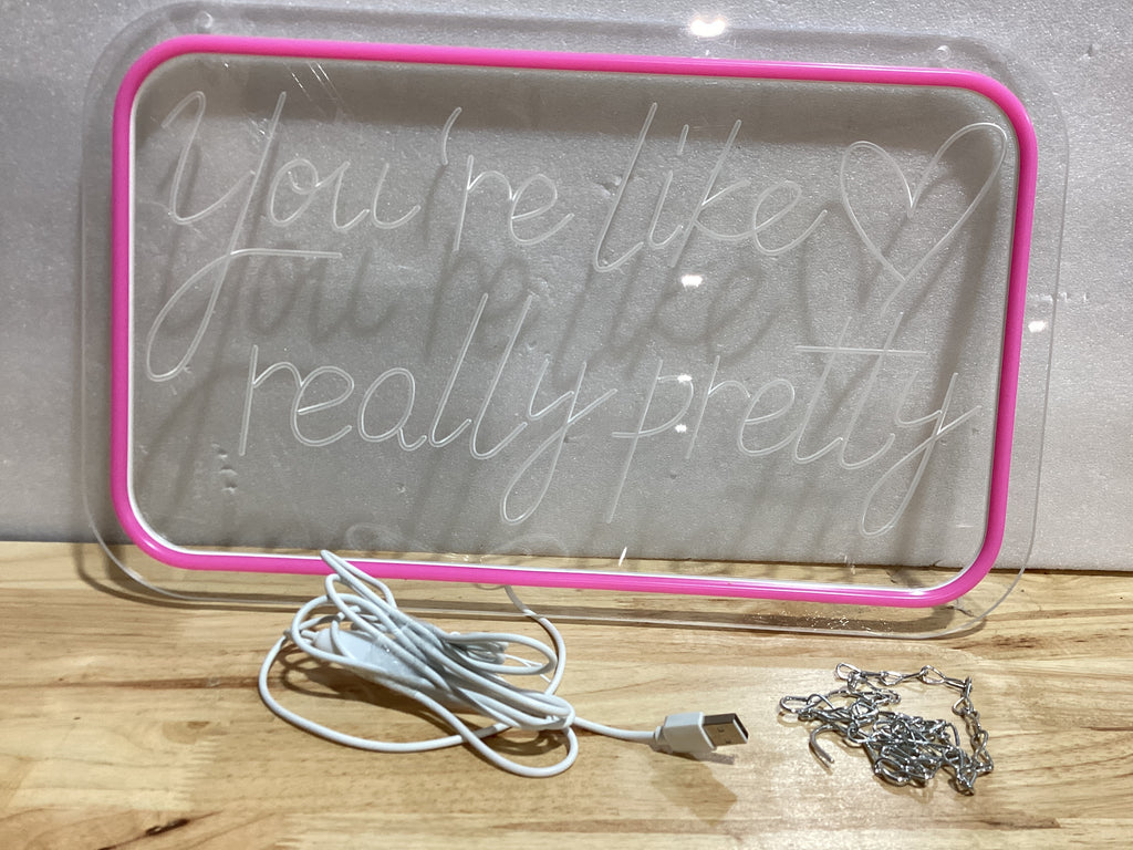 Letrero Neon LED qbanziou "You're Like Really Pretty" — Decoración de Pared para Habitación, Bodas y Fiestas