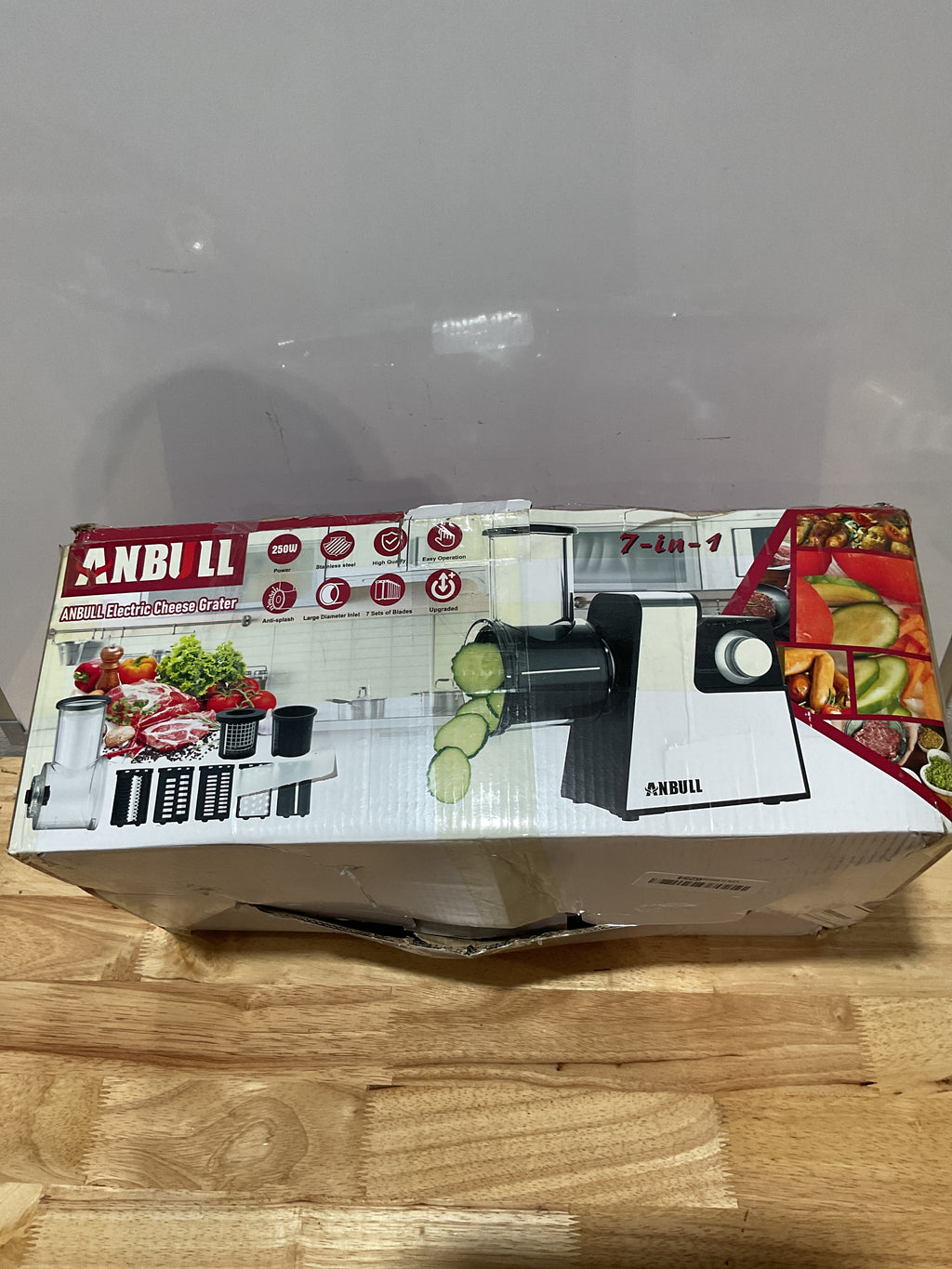 Cortadora Eléctrica de Vegetales 7 en 1 Anbull 250W — Rallador y Rebanador Profesional