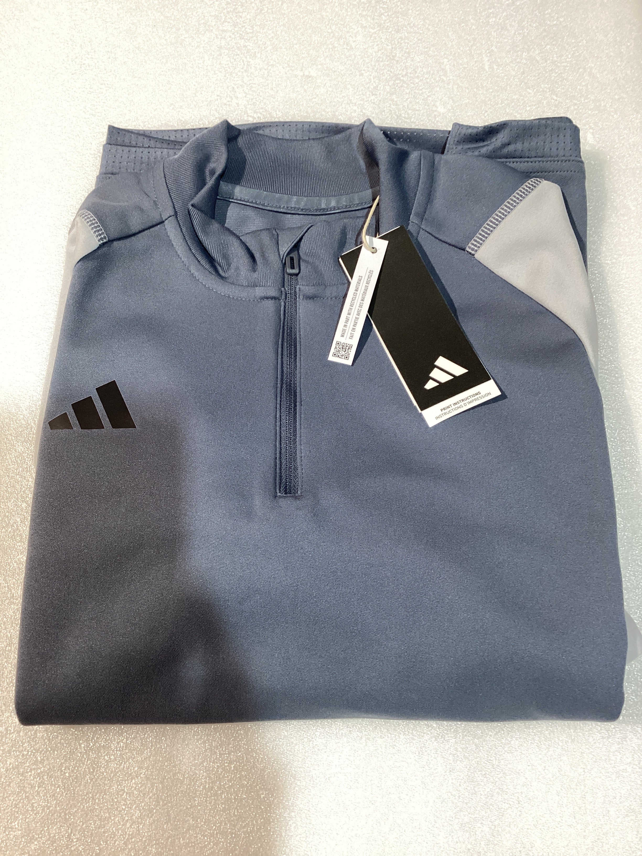 Suéter Adidas Tiro23 Competition para Mujer – Talla L, Color Gris, Manga Larga con Cuarto de Cremallera