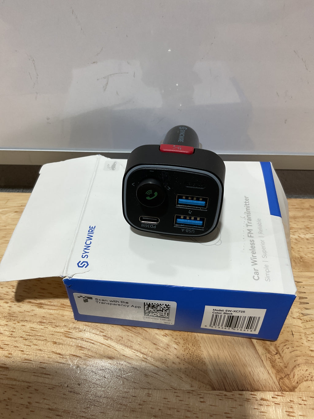Transmisor FM Bluetooth 5.4 Syncwire 48W – Carga Rápida, HiFi Bass y Manos Libres para Auto