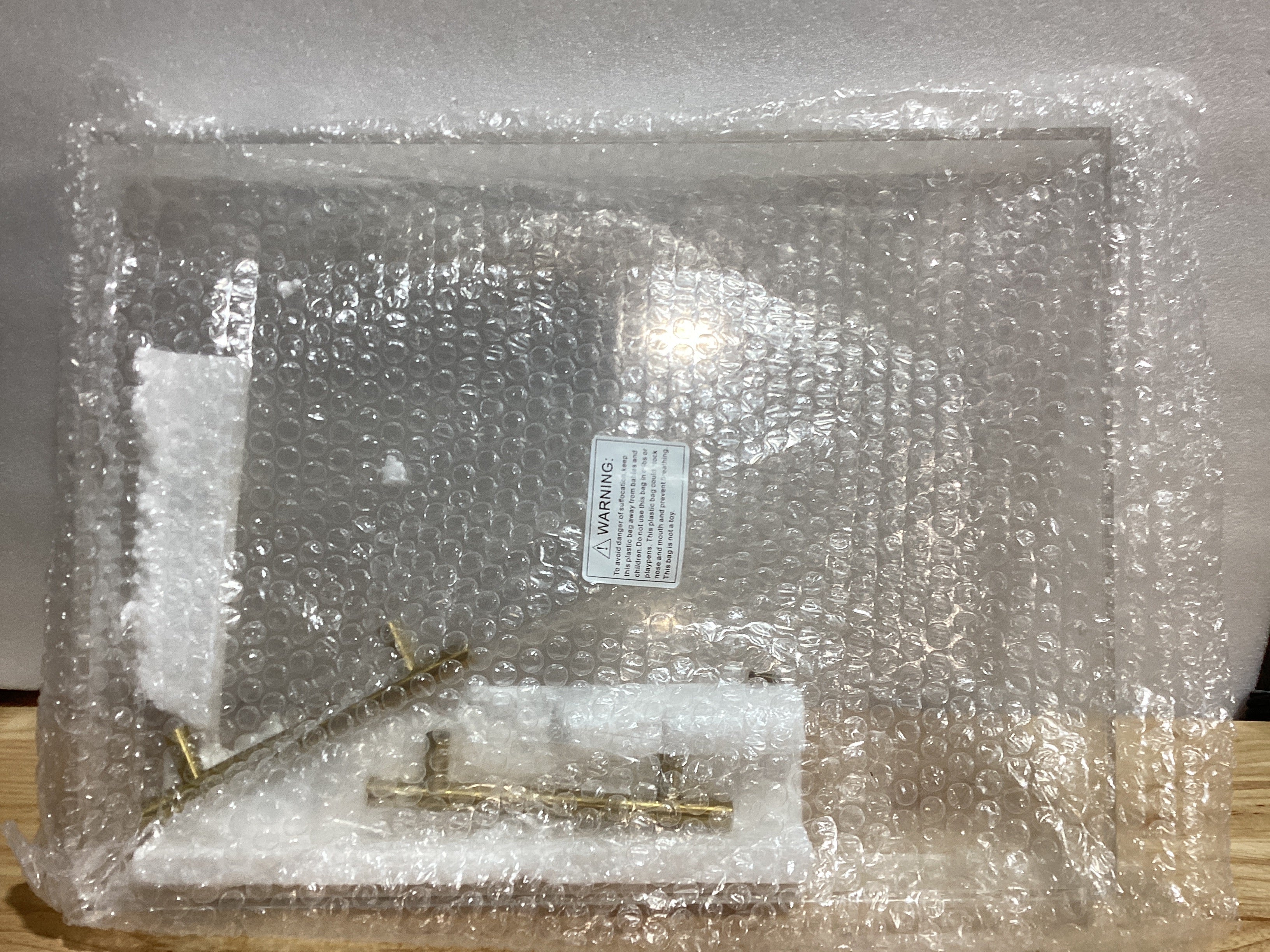 ⚠️ Le Falta 1 Tornillo de la Agarradera — Bandeja Acrílico Transparente 12x16" con Asas Doradas, Gran Capacidad