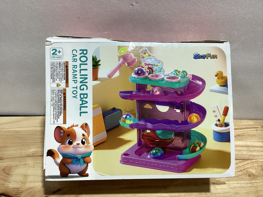 Juguete 2 en 1 Pista de Carreras y Pelota Rodante – Luces Sensor, STEM Montessori para Niños 1-5 Años