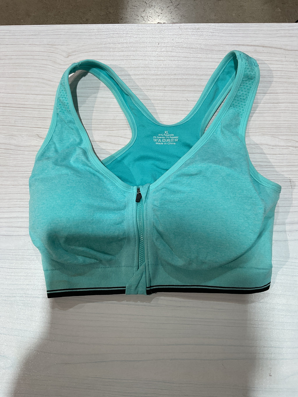 Talla XL - Brasier Deportivo con Cierre Frontal y Espalda Cruzada, Verde Menta