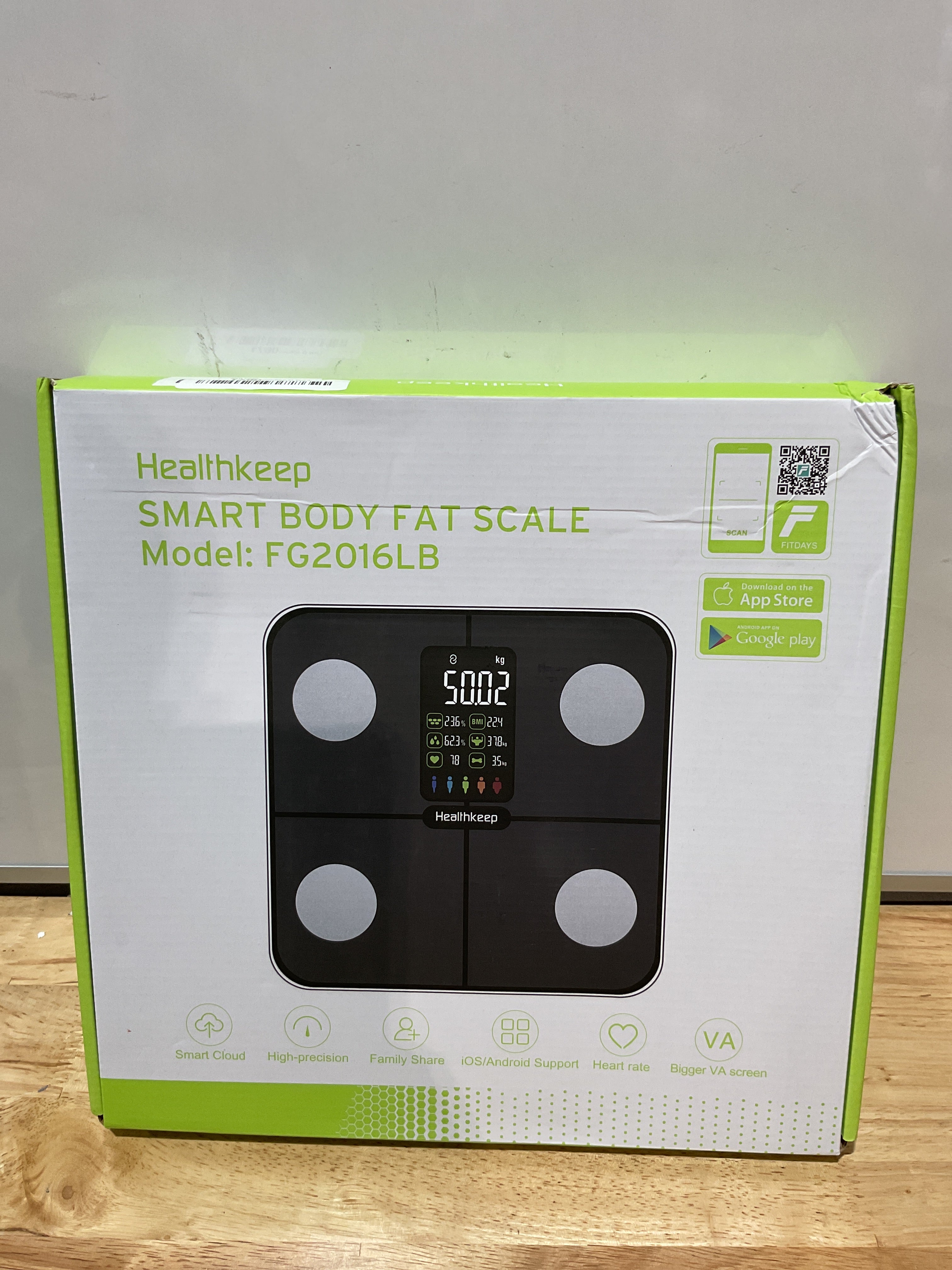 Báscula Inteligente Healthkeep con Pantalla VA Grande – 15 Métricas Corporales y Frecuencia Cardíaca