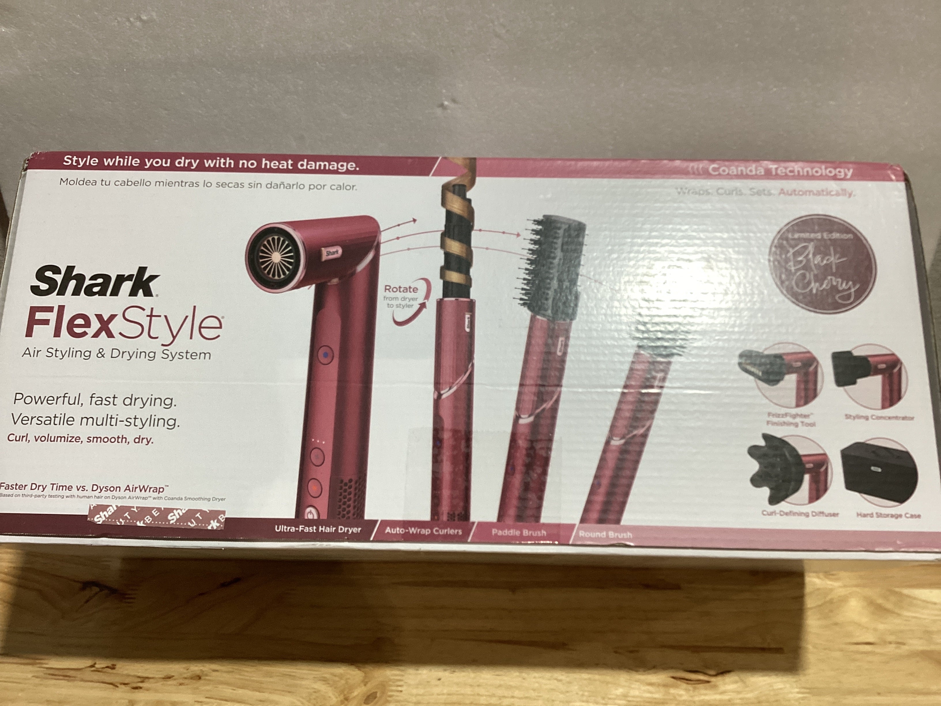 Shark FlexStyle – Sistema de Secado y Estilizado Capilar | Rizadores Auto-Wrap, Difusor, Cepillos y Concentrador | Black Cherry HD457CR