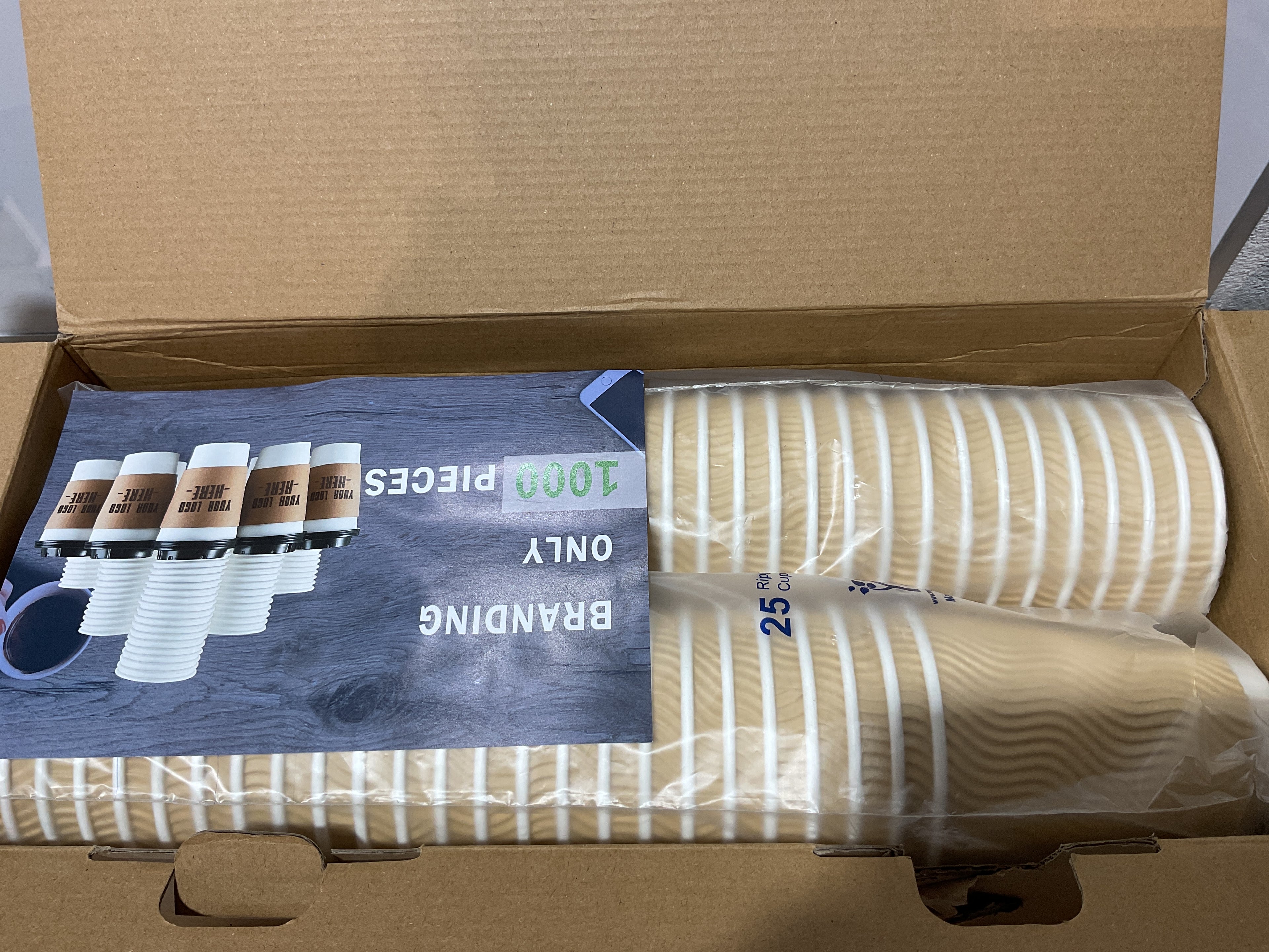 Vasos de Papel Desechables 12 oz para Café Caliente – 100 Unidades con Pared Ondulada