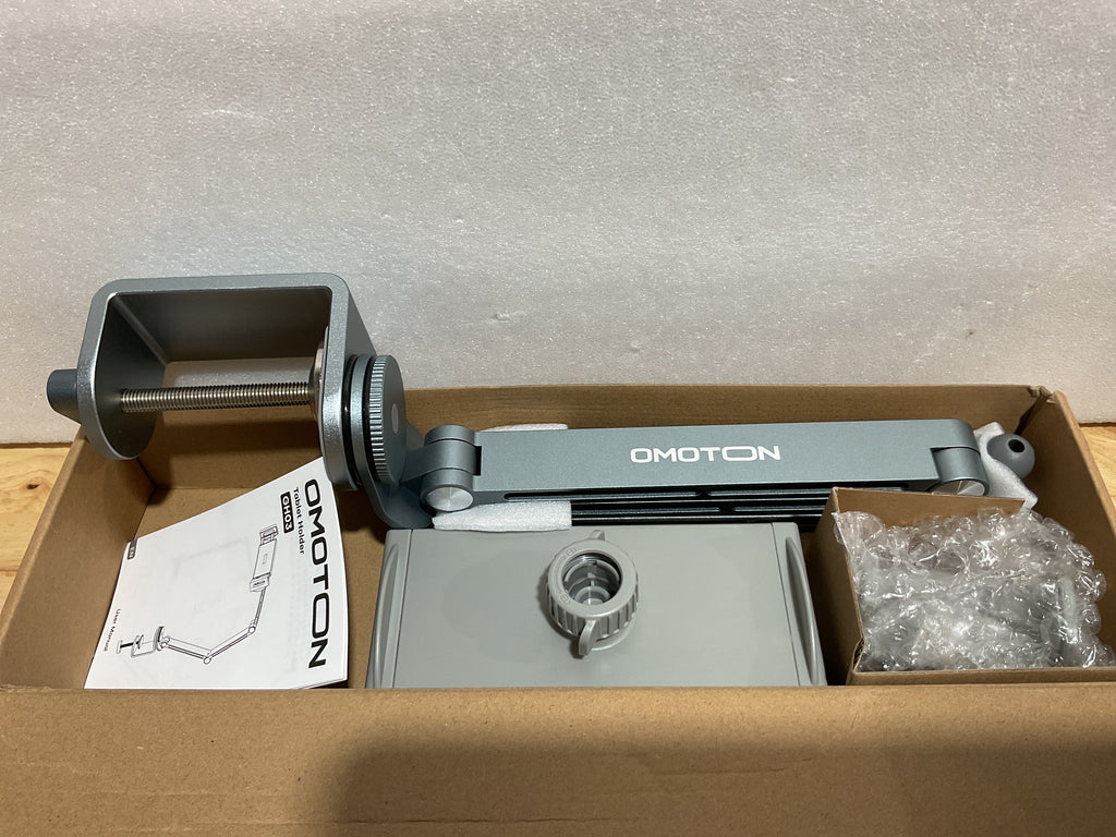 OMOTON GH03 — Soporte Flexible para Tablet y Teléfono Aleación de Aluminio 360° con 2 Pinzas para Cama y Escritorio
