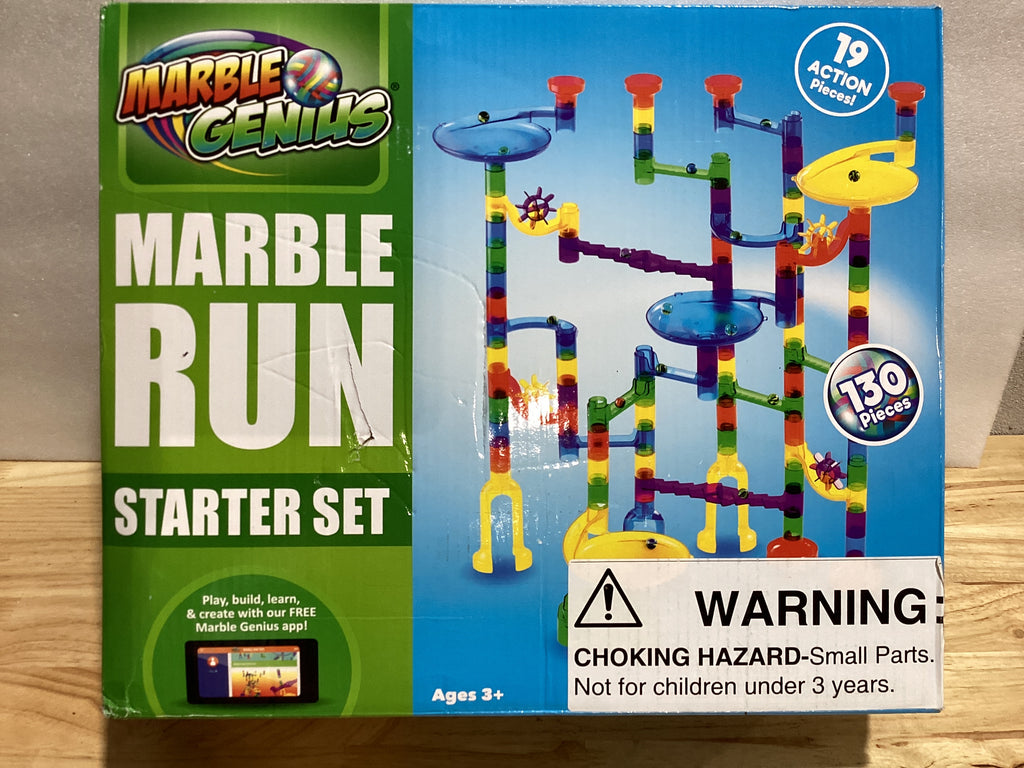Pista de Canicas Marble Genius Starter Set – 130 Piezas Translúcidas + Canicas de Vidrio, Juguete STEM de Construcción para Niños de 4 a 8 Años