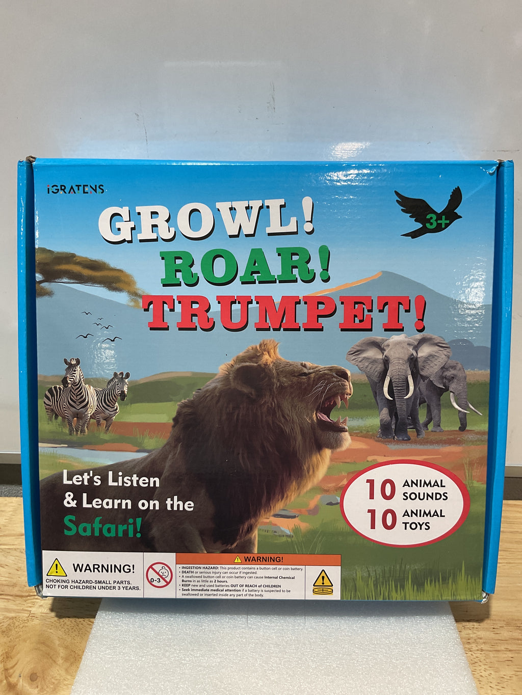 iGRATENS Figuras de Animales Safari con Libro de Sonidos – Set 10 Piezas para Niños +3 Años