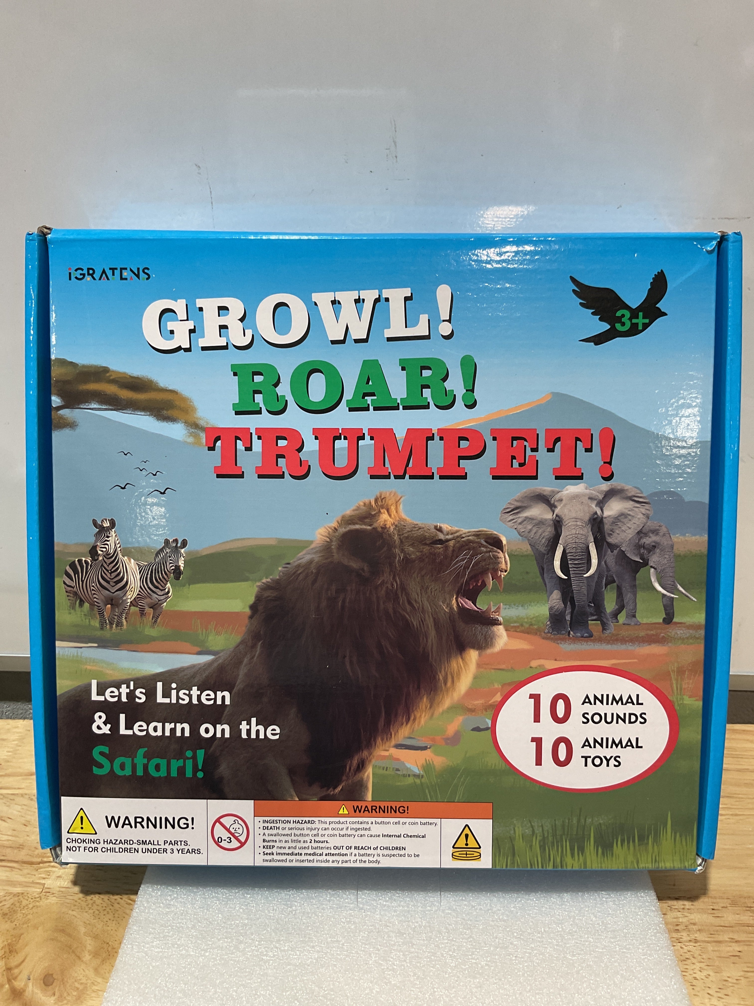 iGRATENS Figuras de Animales Safari con Libro de Sonidos – Set 10 Piezas para Niños +3 Años