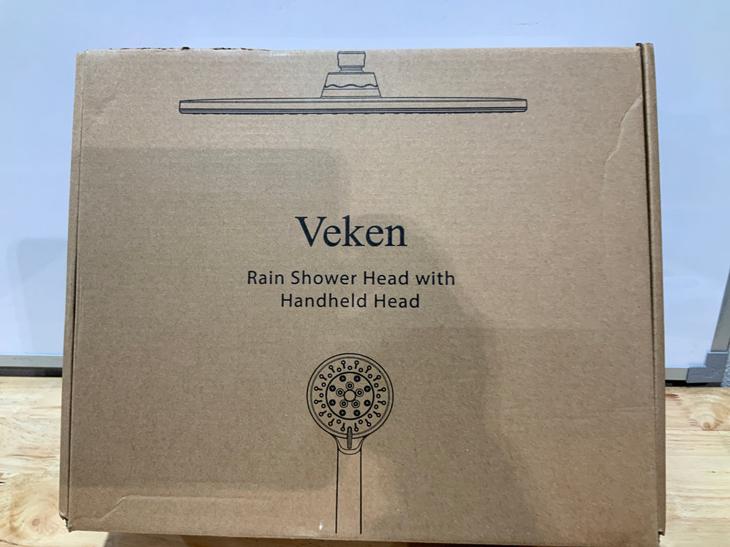 Veken 11.8" Rain Shower Head with Handheld, High Pressure Handheld Shower Heads with Multi Spray Modes, Rainfall Combo with 15" Metal Extension Arm,Detachable Dual Shower, Long 6 ft. Hose,Matte Black