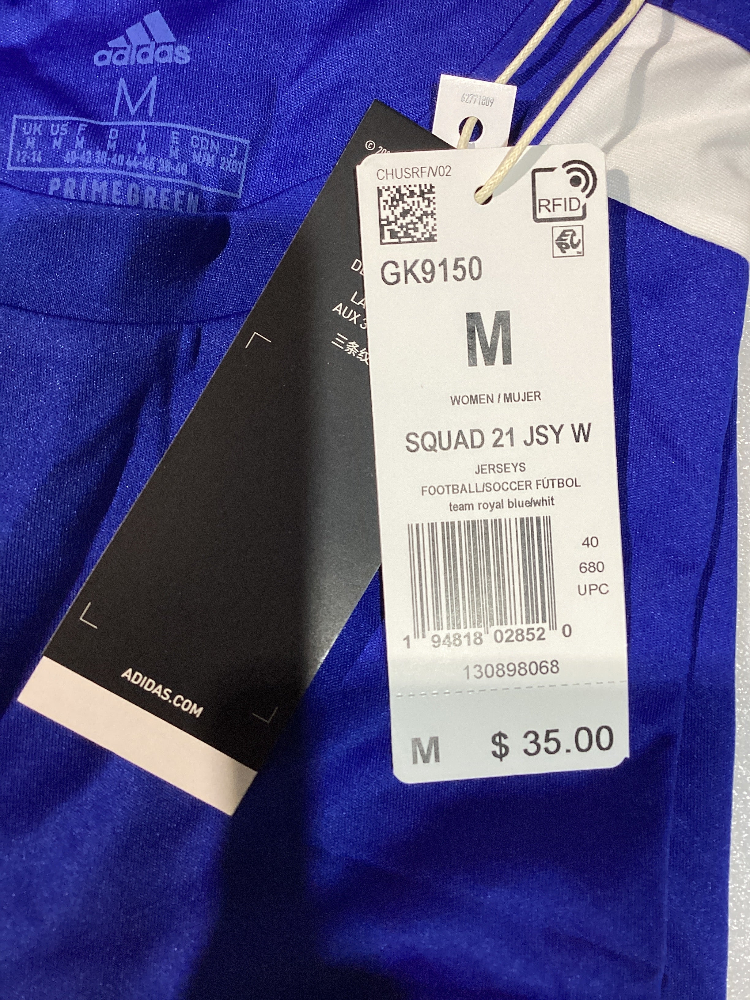 Camiseta de Fútbol Adidas Squadra 21 para Mujer – Talla M, Color Azul