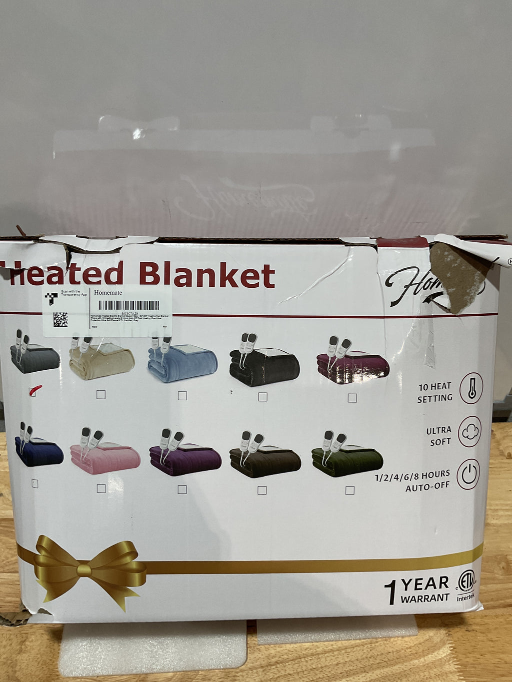Homemate Manta Eléctrica Queen Size 84x90 – 10 Niveles de Calor y Apagado Automático 8H