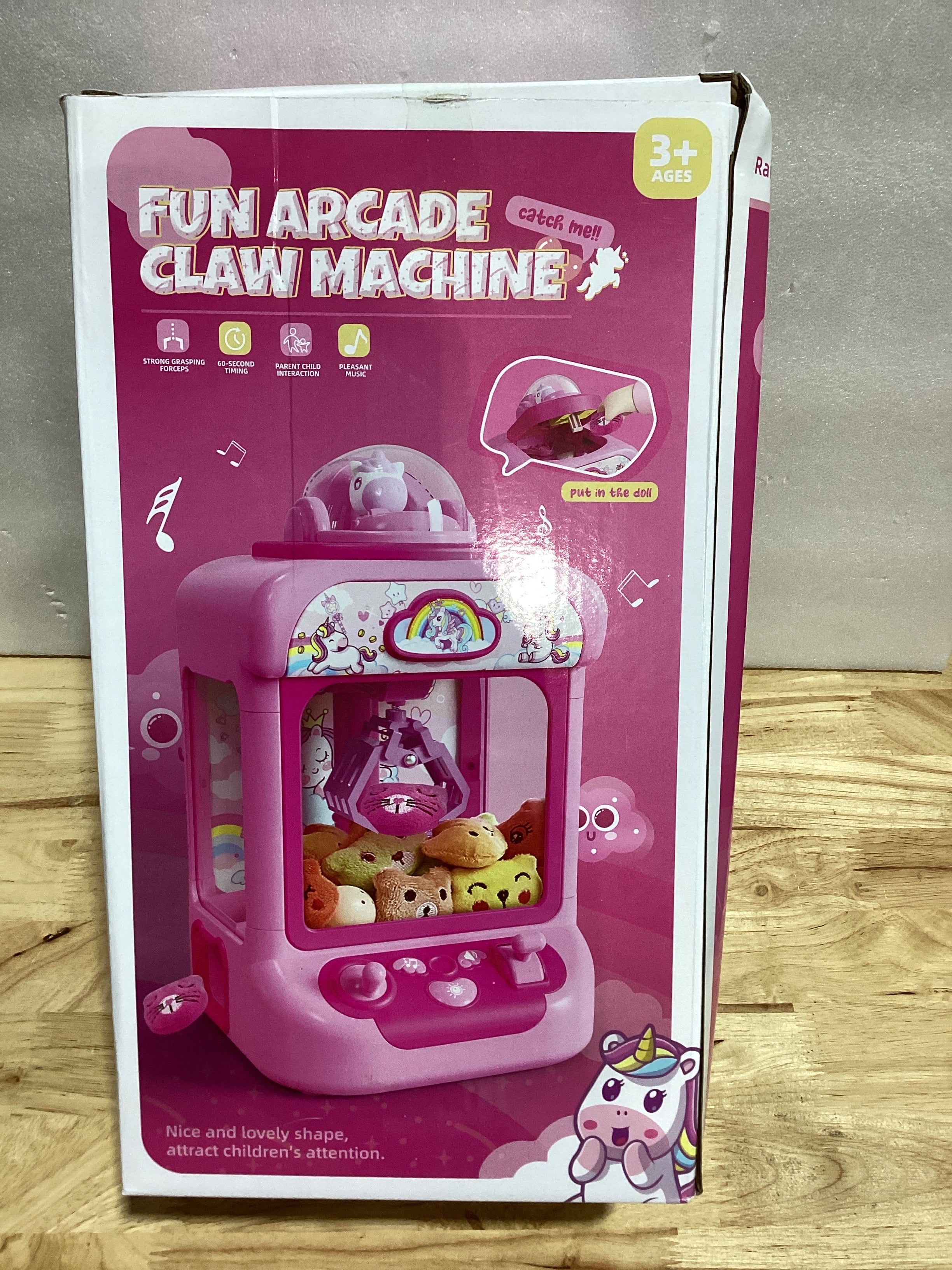 TingingYuli - Máquina de garras para niños, mini máquinas expendedoras de unicornio con agarrador de dulces y dispensador de premios para niñas, juego electrónico de arcade con 20 juguetes de peluche